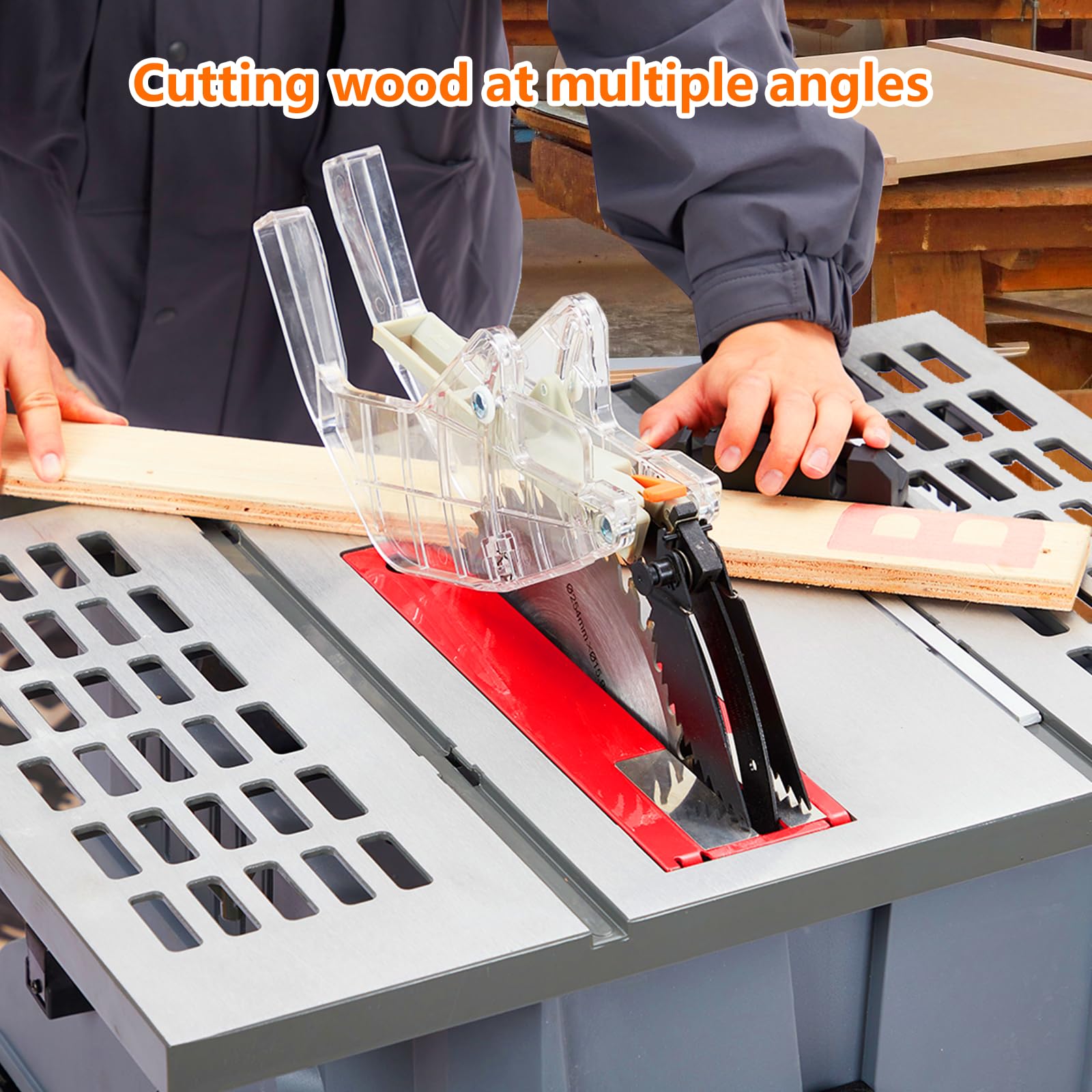 10in Table Saw, 1800W 5000RPM Portable Table Saw with Stand & Safety Switch, Push Stick, 90°Cross Cut & 0-45°Cutting, Multifunctional Table Saw for Woodworking, DIY Working - Image 4