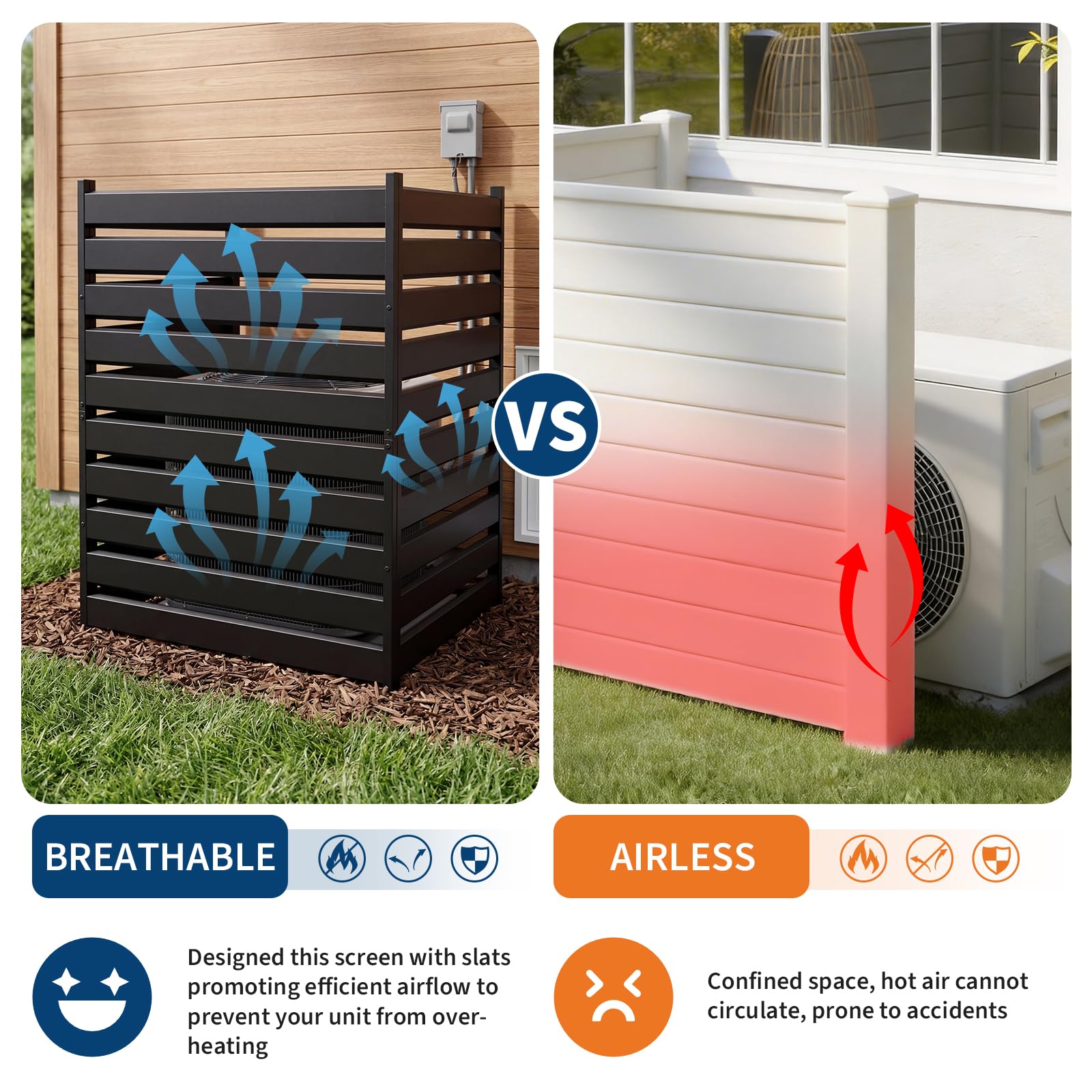 2 Panels Air Conditioner Fence, 38" w x 42" h Outdoor Privacy Screen, No Dig Metal Pool Equipment Enclosure, Trash Can Enclosures, Privacy Fence Panels for Garden, Patio, a/c Units - Image 3