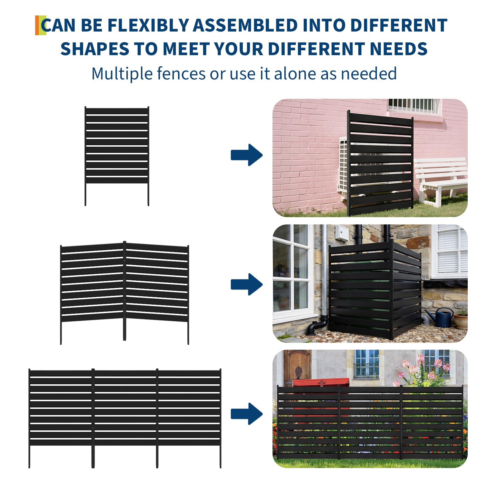 2 Panels Air Conditioner Fence, 38" w x 42" h Outdoor Privacy Screen, No Dig Metal Pool Equipment Enclosure, Trash Can Enclosures, Privacy Fence Panels for Garden, Patio, a/c Units - Image 4