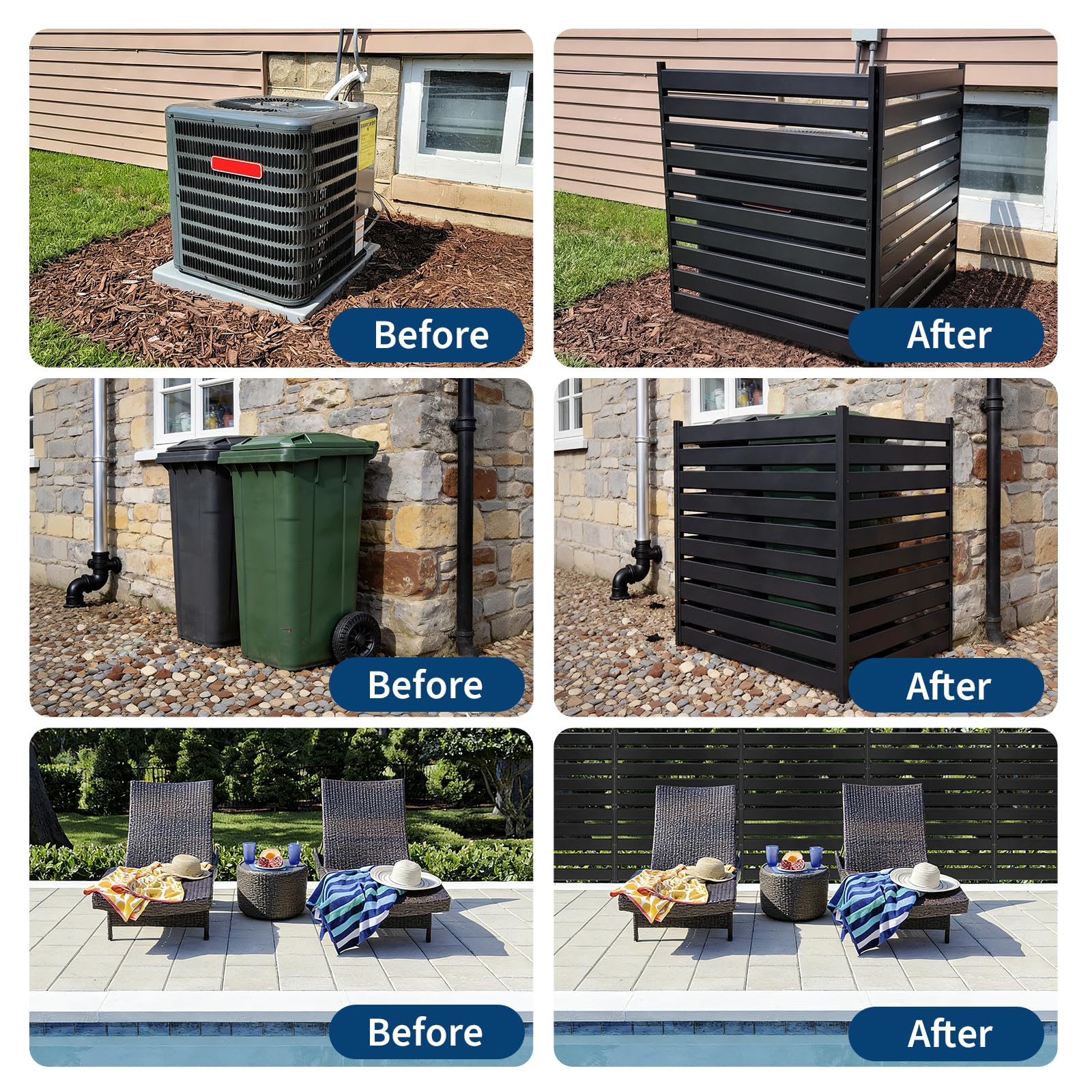 2 Panels Air Conditioner Fence, 38" w x 42" h Outdoor Privacy Screen, No Dig Metal Pool Equipment Enclosure, Trash Can Enclosures, Privacy Fence Panels for Garden, Patio, a/c Units - Image 6