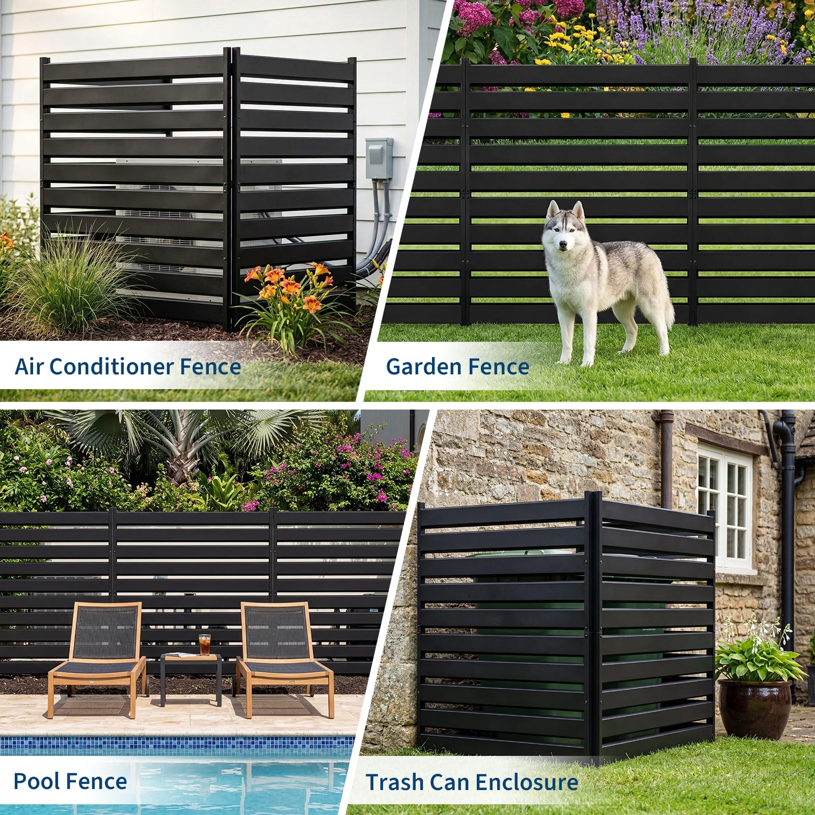 2 Panels Air Conditioner Fence, 38" w x 42" h Outdoor Privacy Screen, No Dig Metal Pool Equipment Enclosure, Trash Can Enclosures, Privacy Fence Panels for Garden, Patio, a/c Units - Image 7