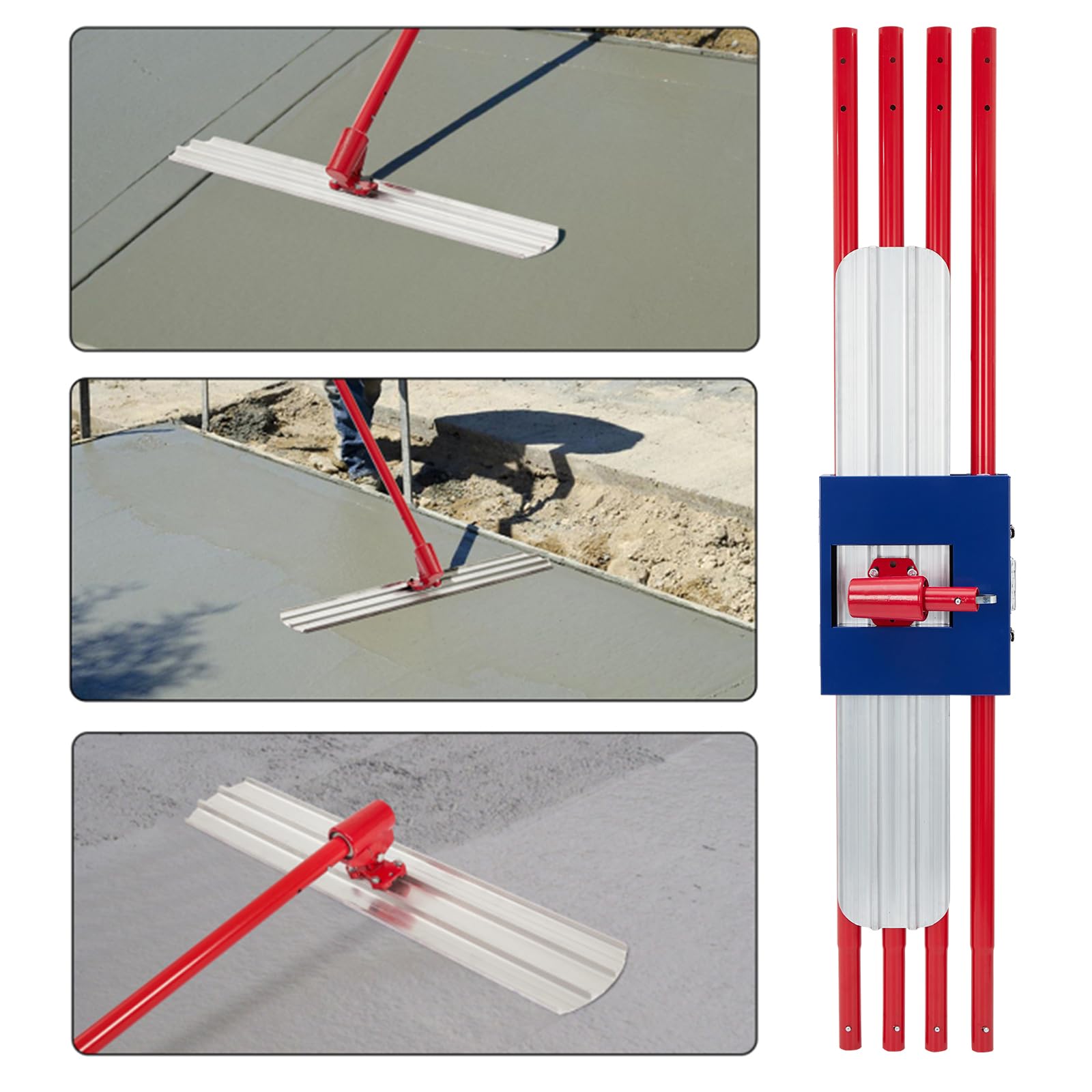48 in x 8 in Bull Float Magnesium Concrete Float, Round End Concrete Float Tool with Flexible Bracket - Image 4