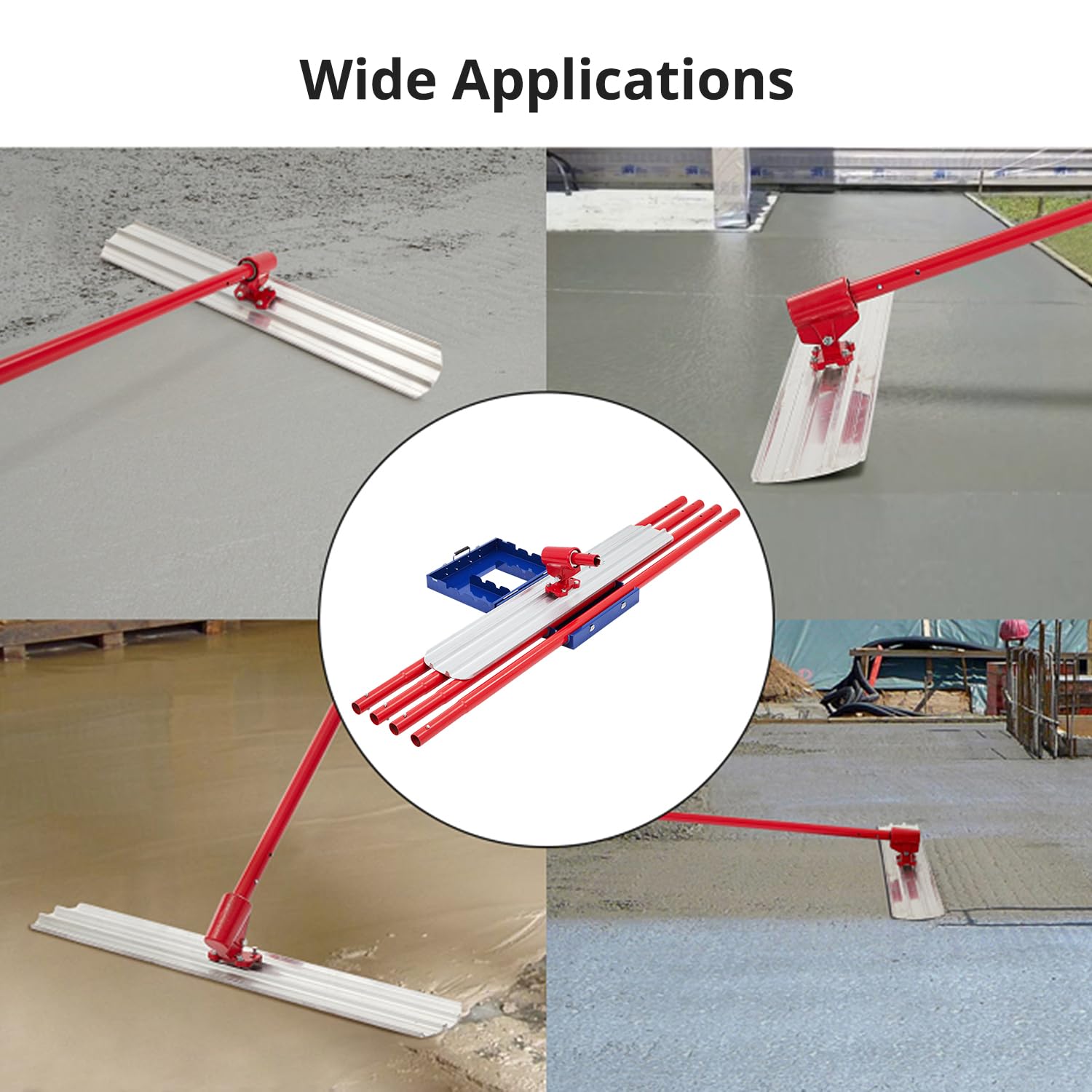 48 in x 8 in Bull Float Magnesium Concrete Float, Round End Concrete Float Tool with Flexible Bracket - Image 5