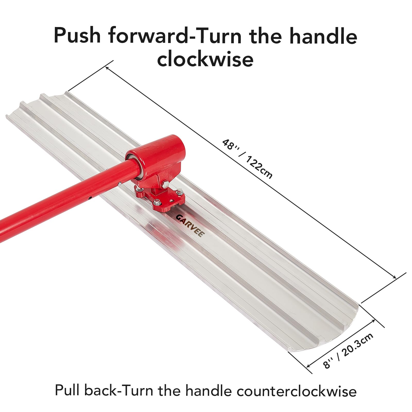 48 in x 8 in Bull Float Magnesium Concrete Float, Round End Concrete Float Tool with Flexible Bracket - Image 7