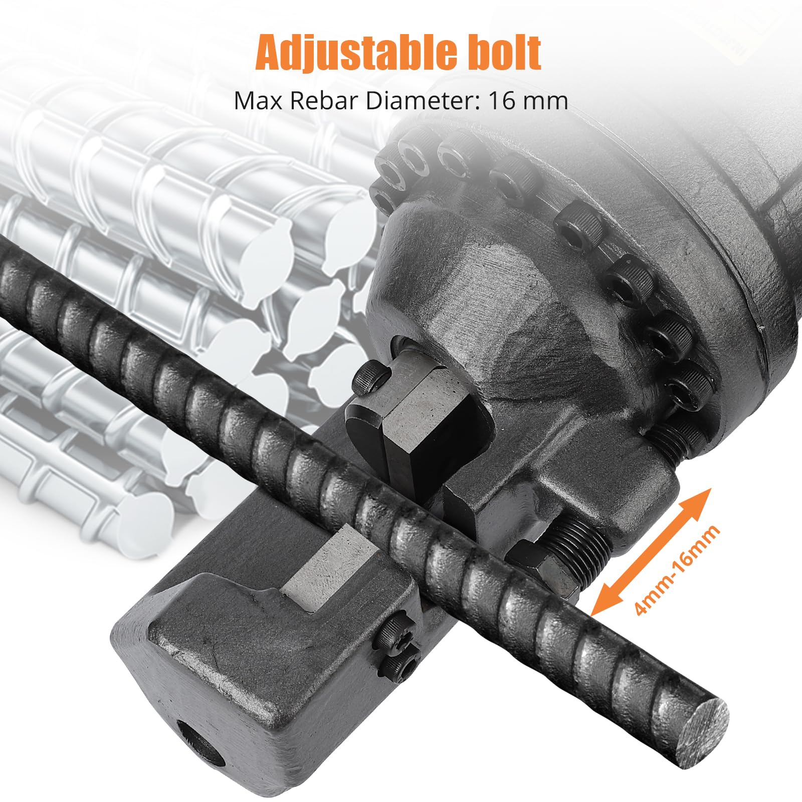 Electric Hydraulic Rebar Cutter, 900W 110V Cutting up to 5/8 Inch #5 4-16mm Rebar, Steel, with Blades, Cutting Speed 3S, Concrete Construction Tools Heavy Duty (900W RC-16) - Image 4