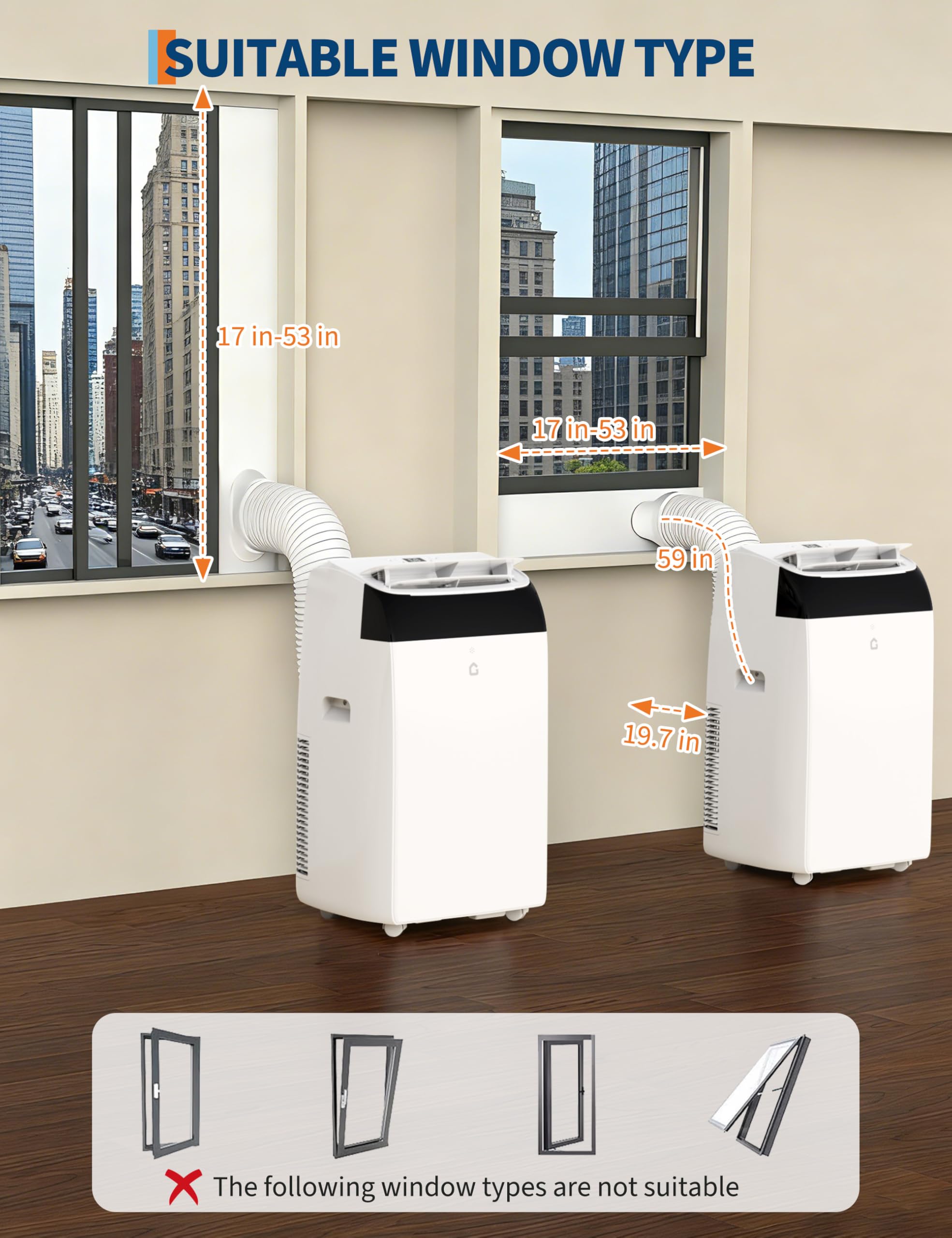 Garvee 14000 BTU Portable Air Conditioner with Follow Me Function, 3-in-1 AC Includes Remote & Full Window Kit, Cools Areas Up to 750 Sq. Ft, 115V - Image 6