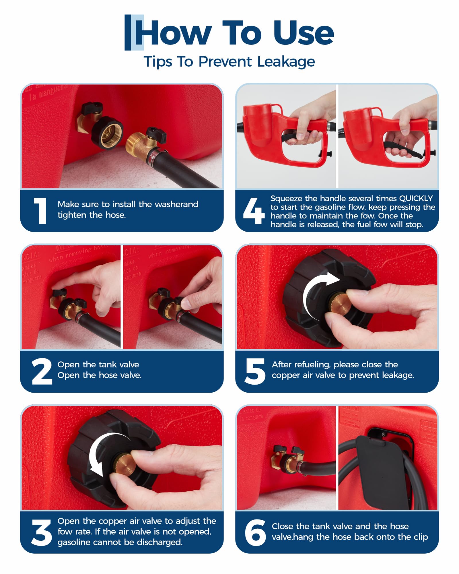 Garvee 15 Gallon Gas Can, Fuel Tank Container with LE Fluid Transfer Manual 10 FT Siphon Pump, Portable Diesel Gas Storage Caddy w/Wheels for Car, ATV, Weeder, Boat, Tractor, Snow Blower,Generator - Image 8