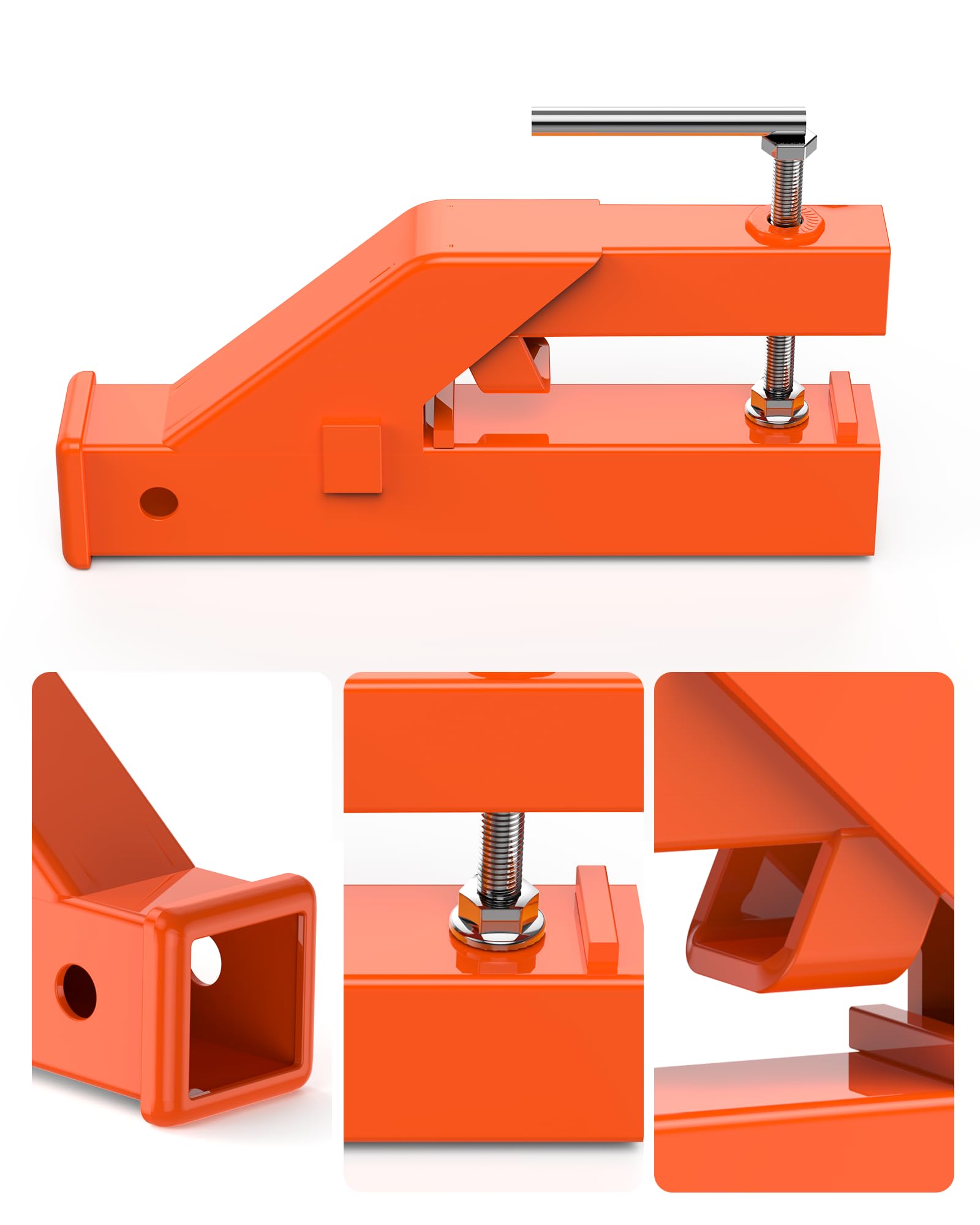 Garvee 2 in Clamp on Trailer Hitch Receiver for Tractor Bucket Ball Mount Adapter Compatible with Deere Bobcat, Orange - Image 5