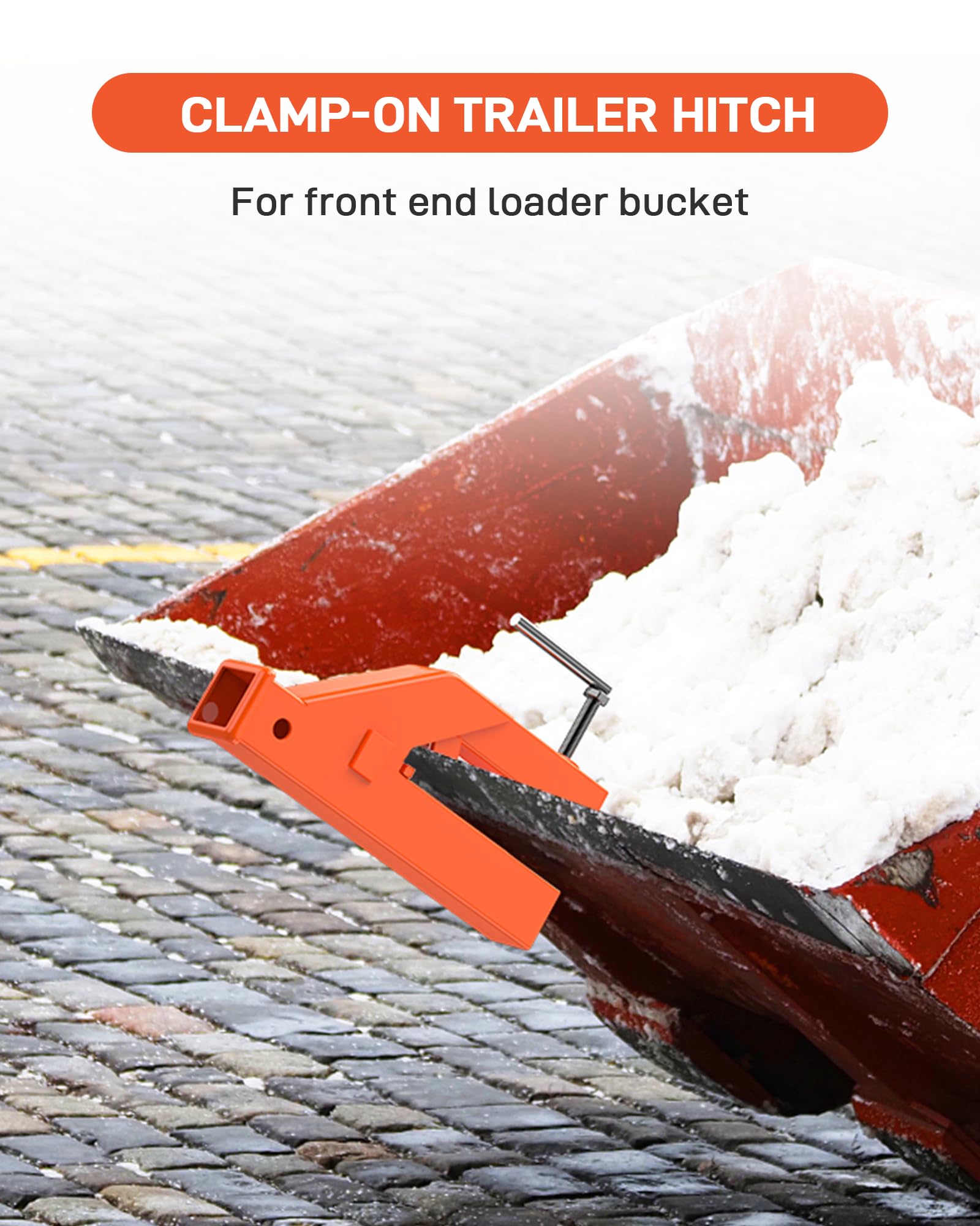 Garvee 2 in Clamp on Trailer Hitch Receiver for Tractor Bucket Ball Mount Adapter Compatible with Deere Bobcat, Orange - Image 7