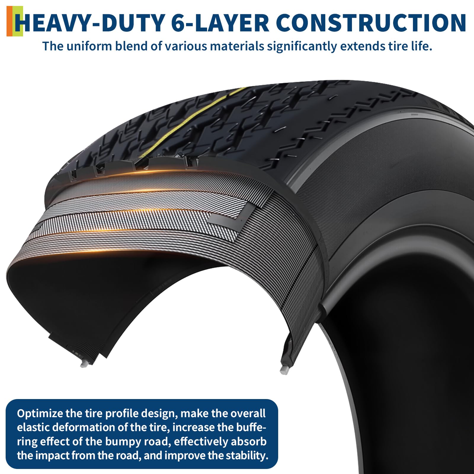 Garvee 2-Pack 5.30-12 5.30x12 530-12 Trailer Tires with 12" Rims, 4 Lug on 4" Bolt Pattern, 6PR Load Range C, Heavy Duty 5.30x12 5.3-12 Tires for Utility, Boat, Camper, Cargo Trailers - Image 6