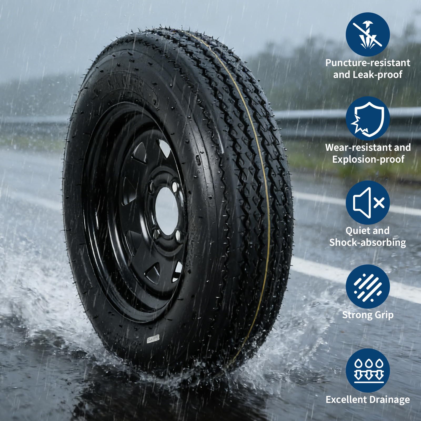 Garvee 2-Pack 5.30-12 5.30x12 530-12 Trailer Tires with 12" Rims, 4 Lug on 4" Bolt Pattern, 6PR Load Range C, Heavy Duty 5.30x12 5.3-12 Tires for Utility, Boat, Camper, Cargo Trailers - Image 7