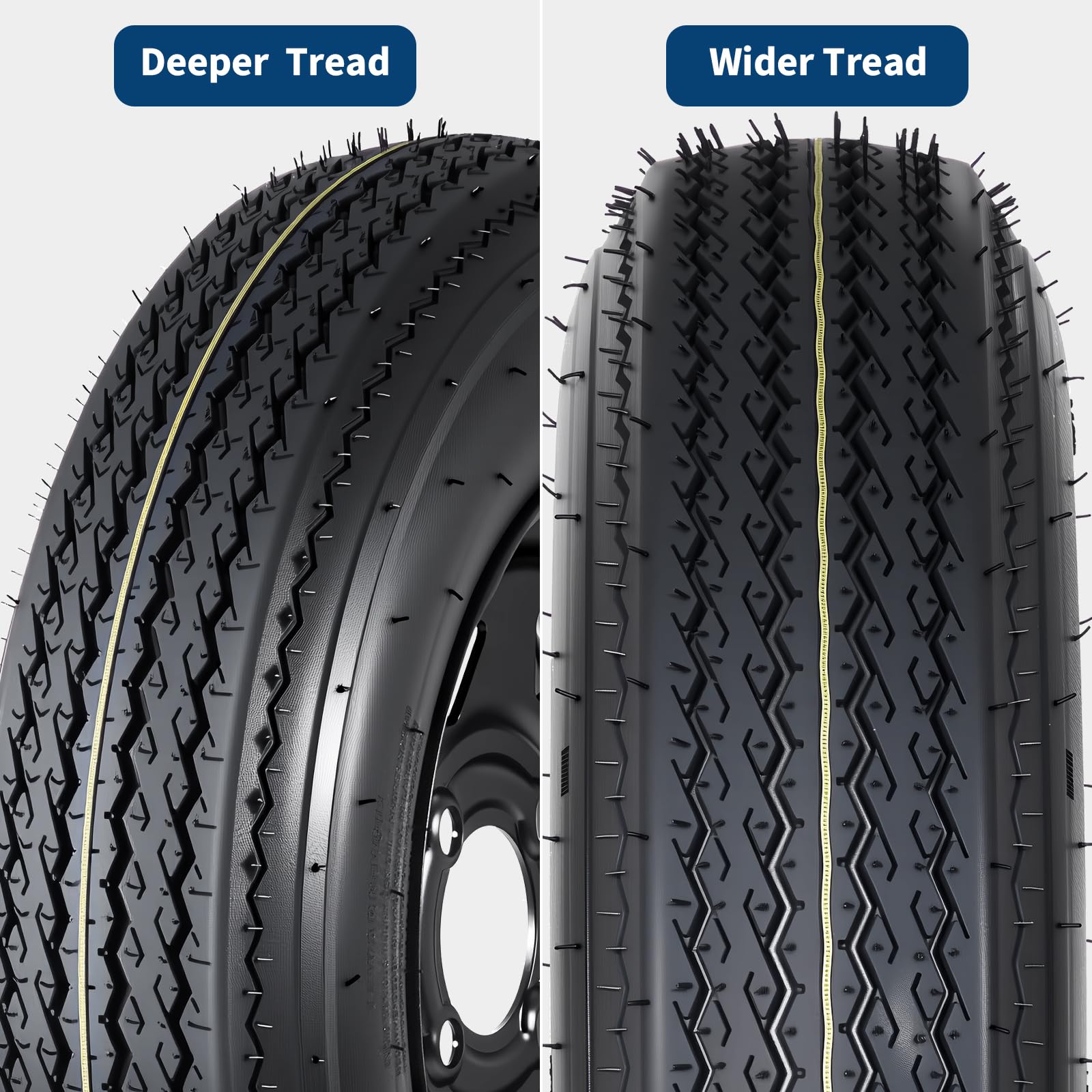 Garvee 2-Pack 5.30-12 5.30x12 530-12 Trailer Tires with 12" Rims, 4 Lug on 4" Bolt Pattern, 6PR Load Range C, Heavy Duty 5.30x12 5.3-12 Tires for Utility, Boat, Camper, Cargo Trailers - Image 4