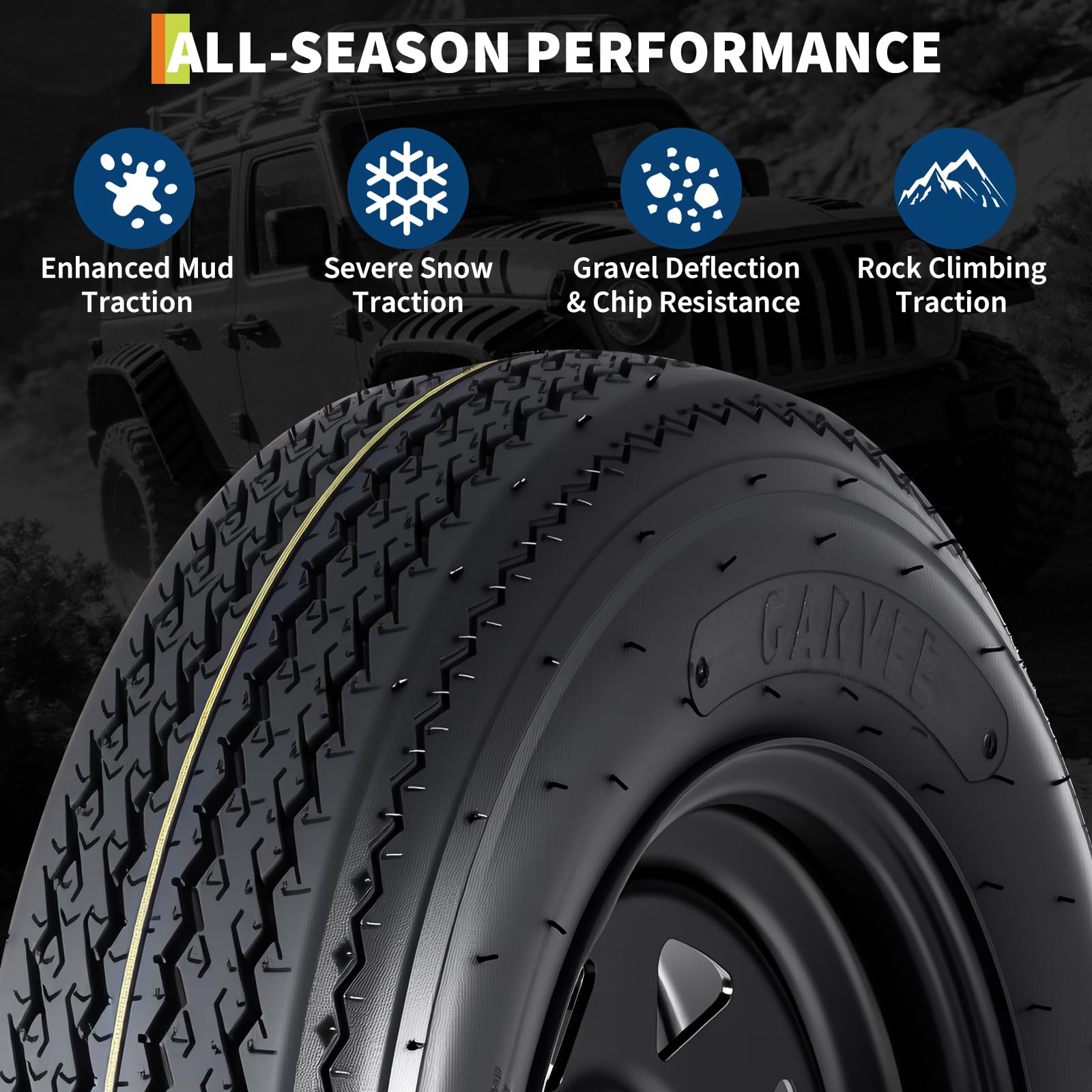 Garvee 2-Pack 5.30-12 5.30x12 530-12 Trailer Tires with 12" Rims, 4 Lug on 4" Bolt Pattern, 6PR Load Range C, Heavy Duty 5.30x12 5.3-12 Tires for Utility, Boat, Camper, Cargo Trailers - Image 5