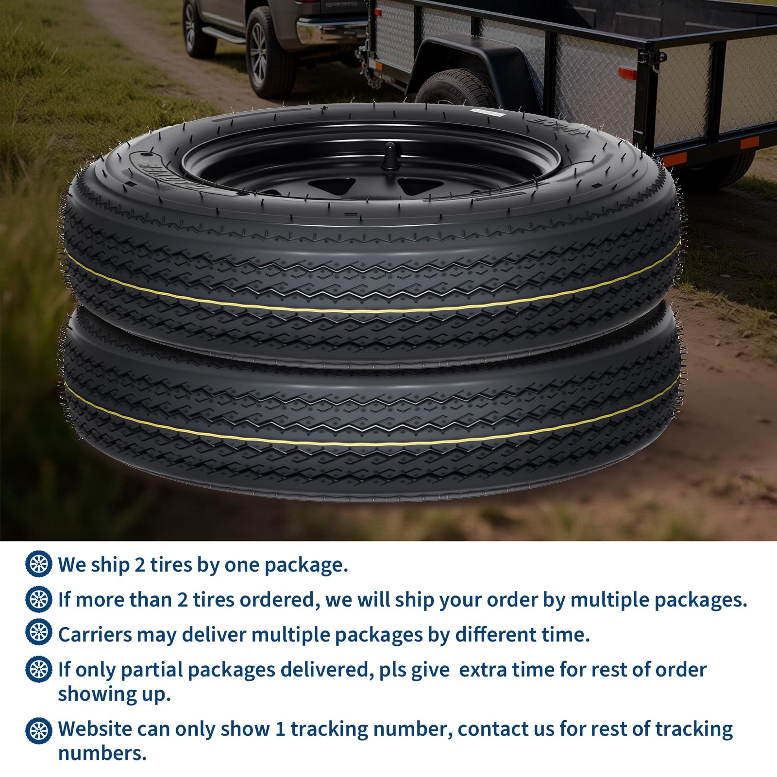 Garvee 2-Pack 5.30-12 5.30x12 530-12 Trailer Tires with 12" Rims, 4 Lug on 4" Bolt Pattern, 6PR Load Range C, Heavy Duty 5.30x12 5.3-12 Tires for Utility, Boat, Camper, Cargo Trailers - Image 8