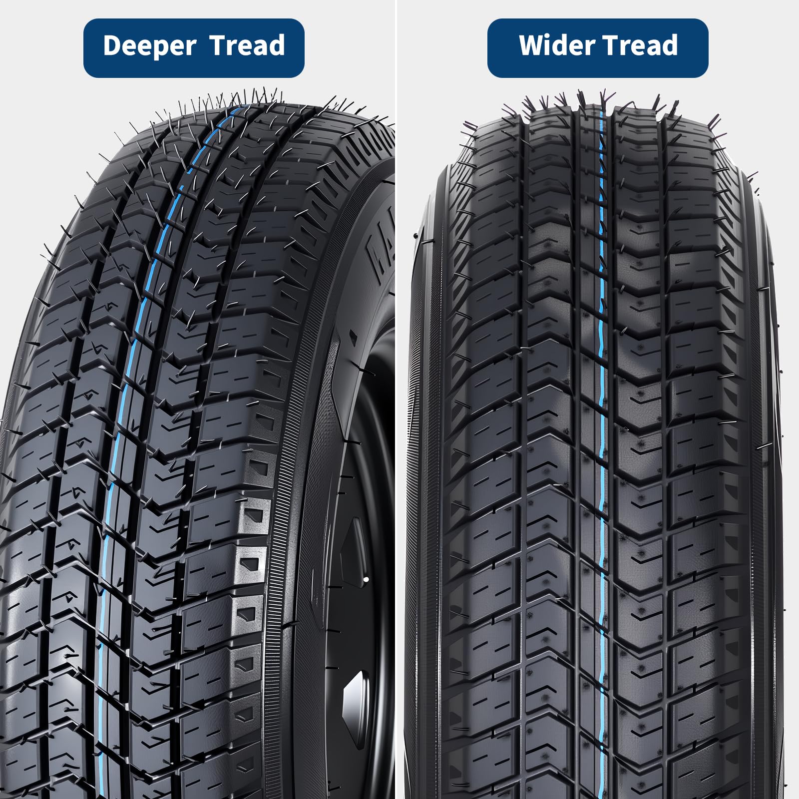 Garvee 2-Pack ST175/80D13 Trailer Tires with Rims, 5 Lug on 4.5" Bolt Pattern, 6PR Load Range C, Black 13" Spoke Wheel, Heavy Duty 175 80 13 Trailer Tires Rims for Utility, Boat, Camper, Cargo Trailer - Image 4