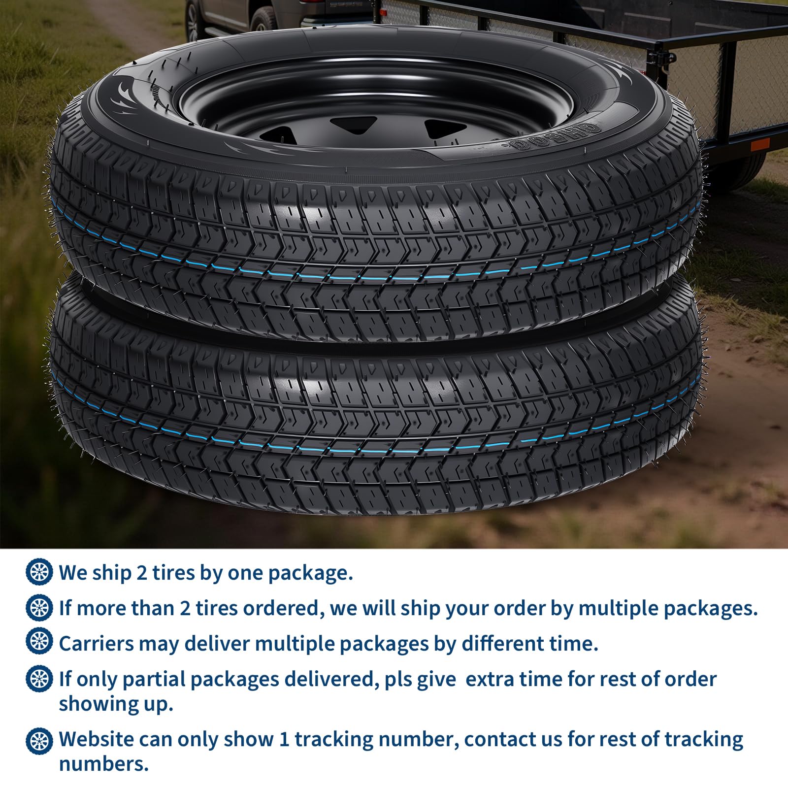 Garvee 2-Pack ST175/80D13 Trailer Tires with Rims, 5 Lug on 4.5" Bolt Pattern, 6PR Load Range C, Black 13" Spoke Wheel, Heavy Duty 175 80 13 Trailer Tires Rims for Utility, Boat, Camper, Cargo Trailer - Image 8