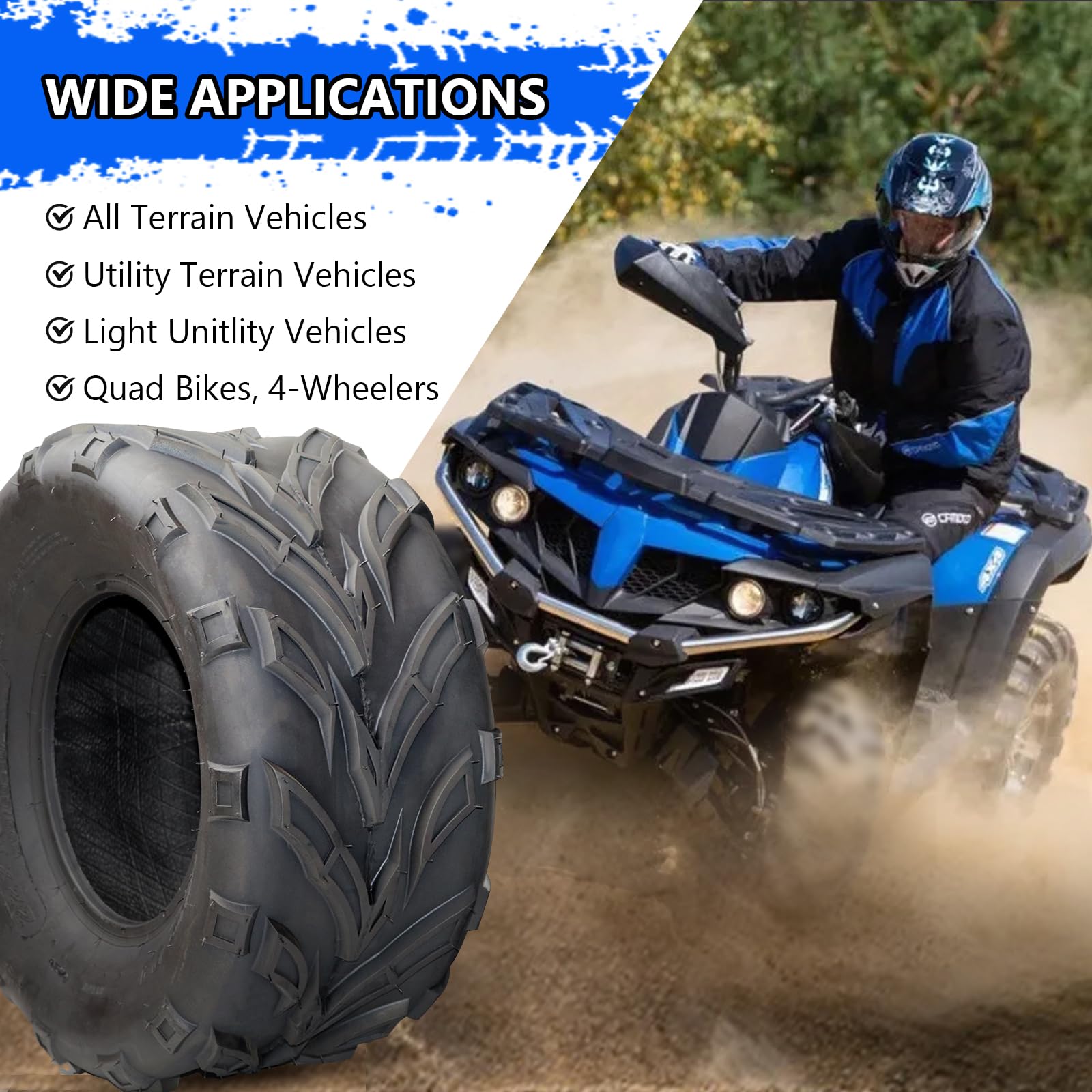 Garvee 22x10-10 4PR ATV/UTV Tires, All Terrain Tires 22x10x10 Trail Sand Mud Stream Off-Road Tires, Tubeless Set of 2 - Image 3