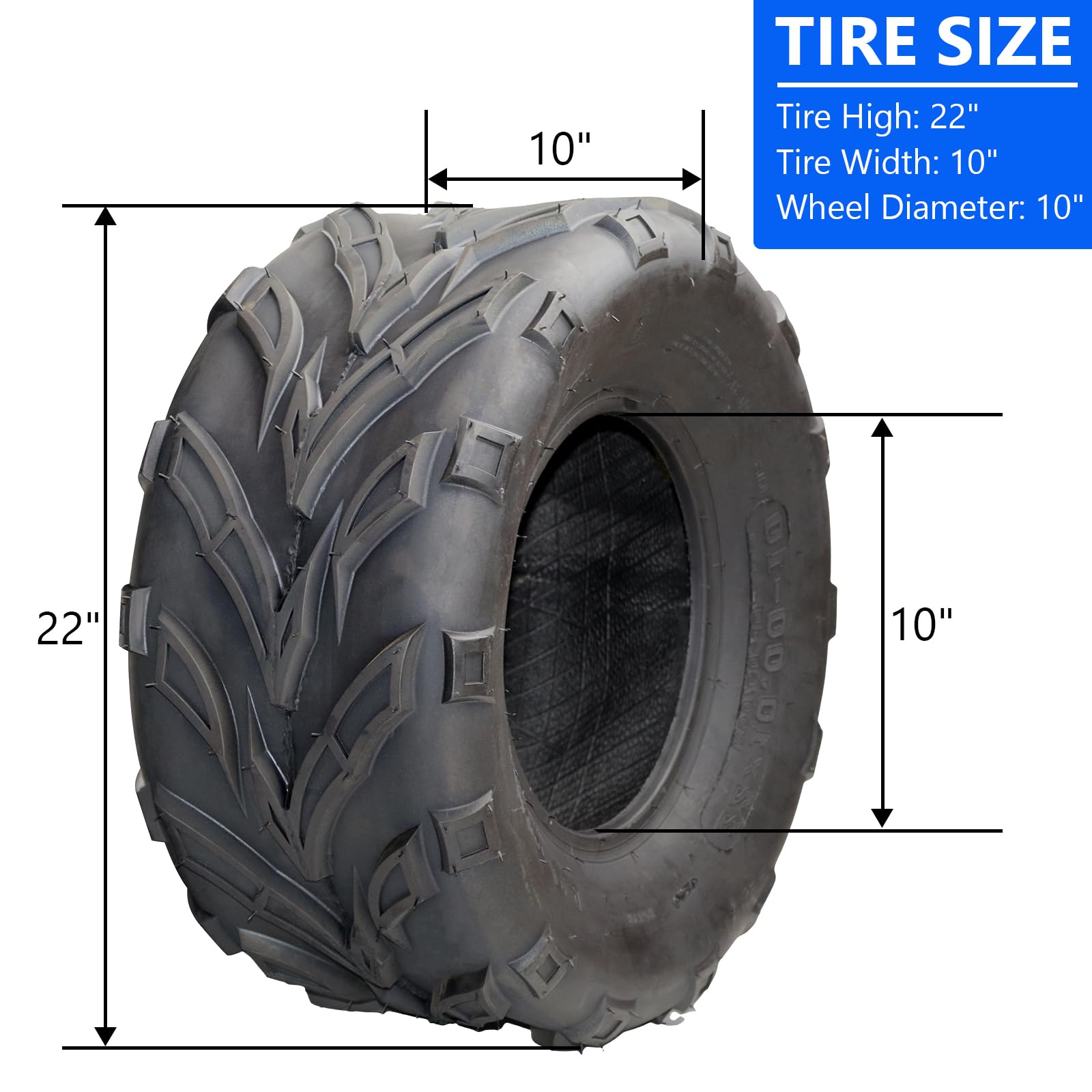 Garvee 22x10-10 4PR ATV/UTV Tires, All Terrain Tires 22x10x10 Trail Sand Mud Stream Off-Road Tires, Tubeless Set of 2 - Image 4