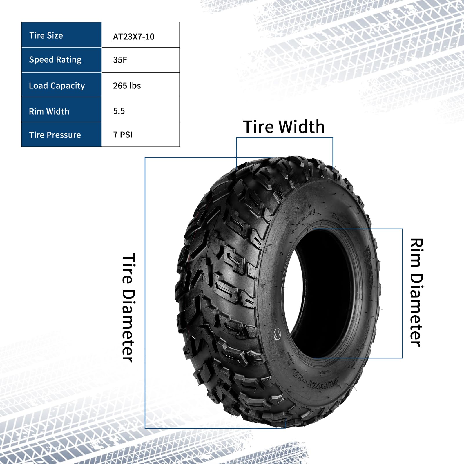 Garvee 23x7-10 ATV Tires 6-Ply All-Terrain Tubeless Tires for Daily Work, Hunting & Recreational Riding on ATV, UTV, Quad and 4 Wheeler - Image 4