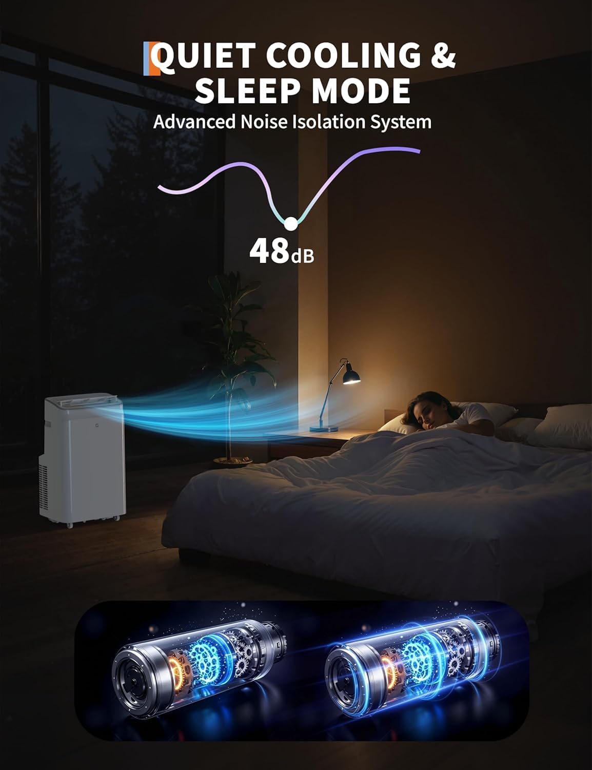 Garvee 3-in-1 Portable Air Conditioner, 12,000 BTU Portable AC Unit with Cooling, Dehumidifier & Fan for Rooms up to 550 sq.ft with Remote Control, Sleep Mode, 24H Timer & Window Kit - Image 4