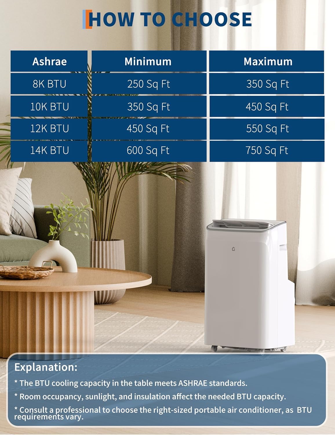 Garvee 3-in-1 Portable Air Conditioner, 12,000 BTU Portable AC Unit with Cooling, Dehumidifier & Fan for Rooms up to 550 sq.ft with Remote Control, Sleep Mode, 24H Timer & Window Kit - Image 7