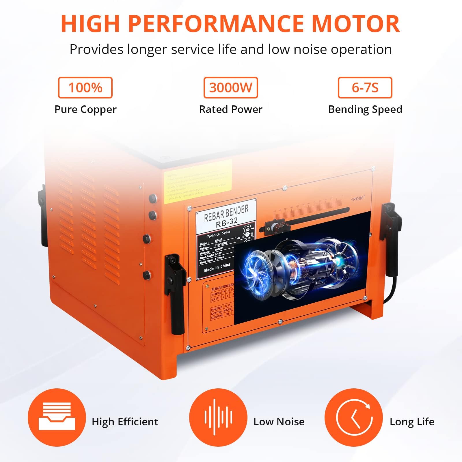 Garvee 3000W Electric Hydraulic Rebar Bender, Electric Rebar Bender up to 1.3 in, 1/4 in-1 in Rebar Bending, Angle 0-180 Degrees, for Bending Steel Rope, Convenient Foot Pedal Switch - Image 4