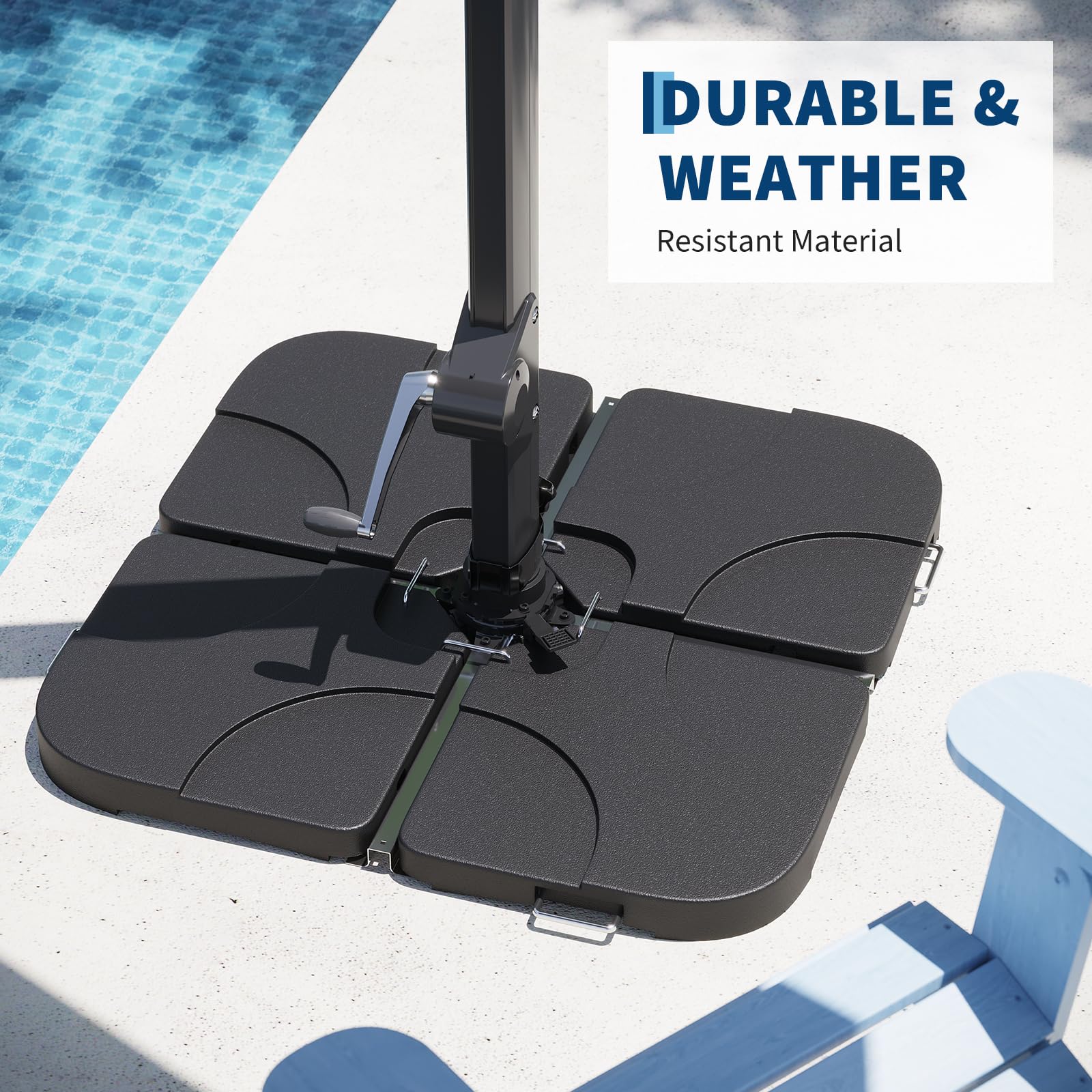 Garvee 4Pcs Patio Umbrella Base 220LB Capacity Heavy Weight Stand Umbrella Stand for 10-15FT Umbrellas, Water/Sand Filled, Clip-Locked Assembly, Umbrellas Holder for Outdoor Deck Poolside, Black - Image 5