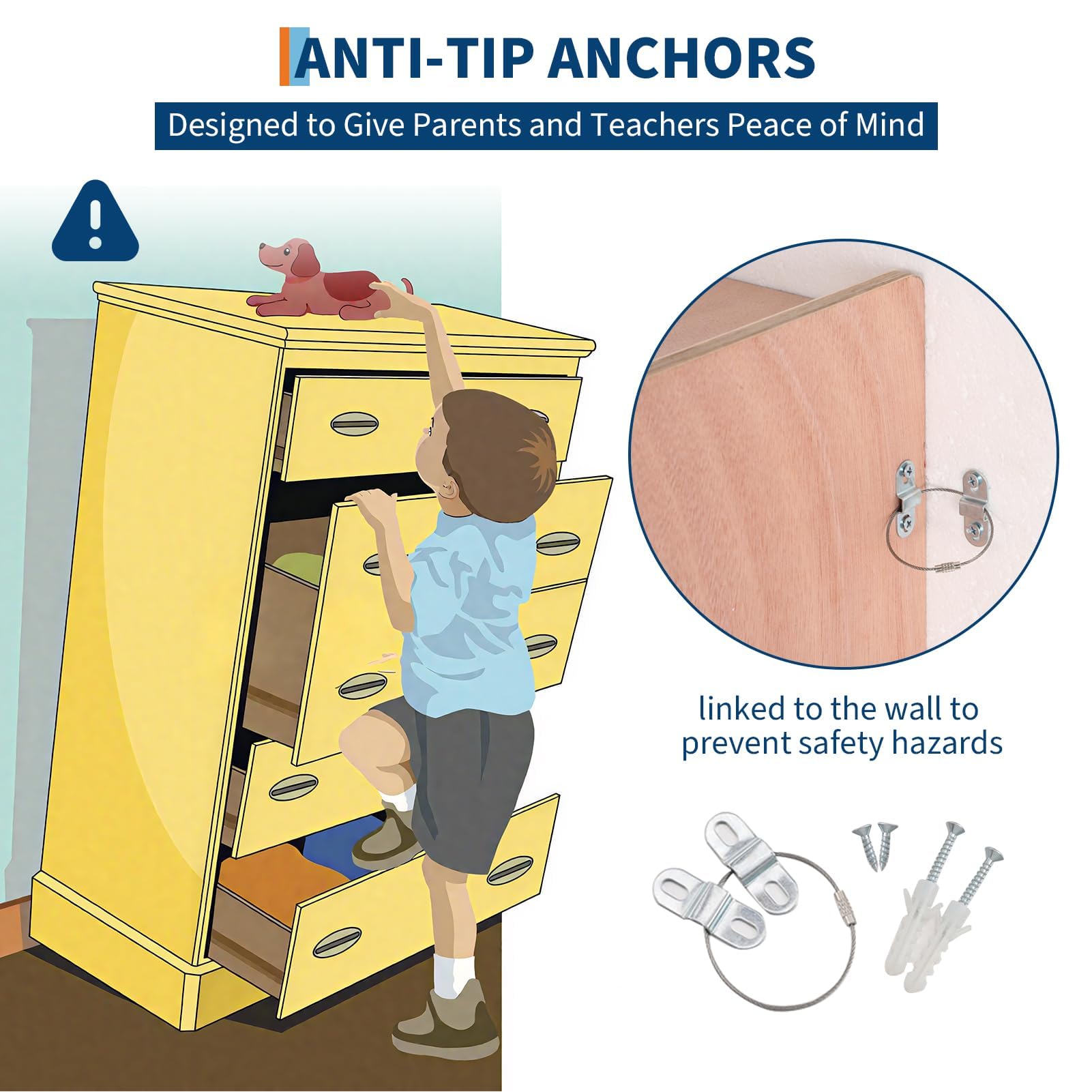 Garvee Mobile Storage Cabinet,Storage Block Cubby with 5 Anti-Flip Fittings, 4 Castors and 2 Boxes for Home, School, Kindergarten, Natural - Image 3