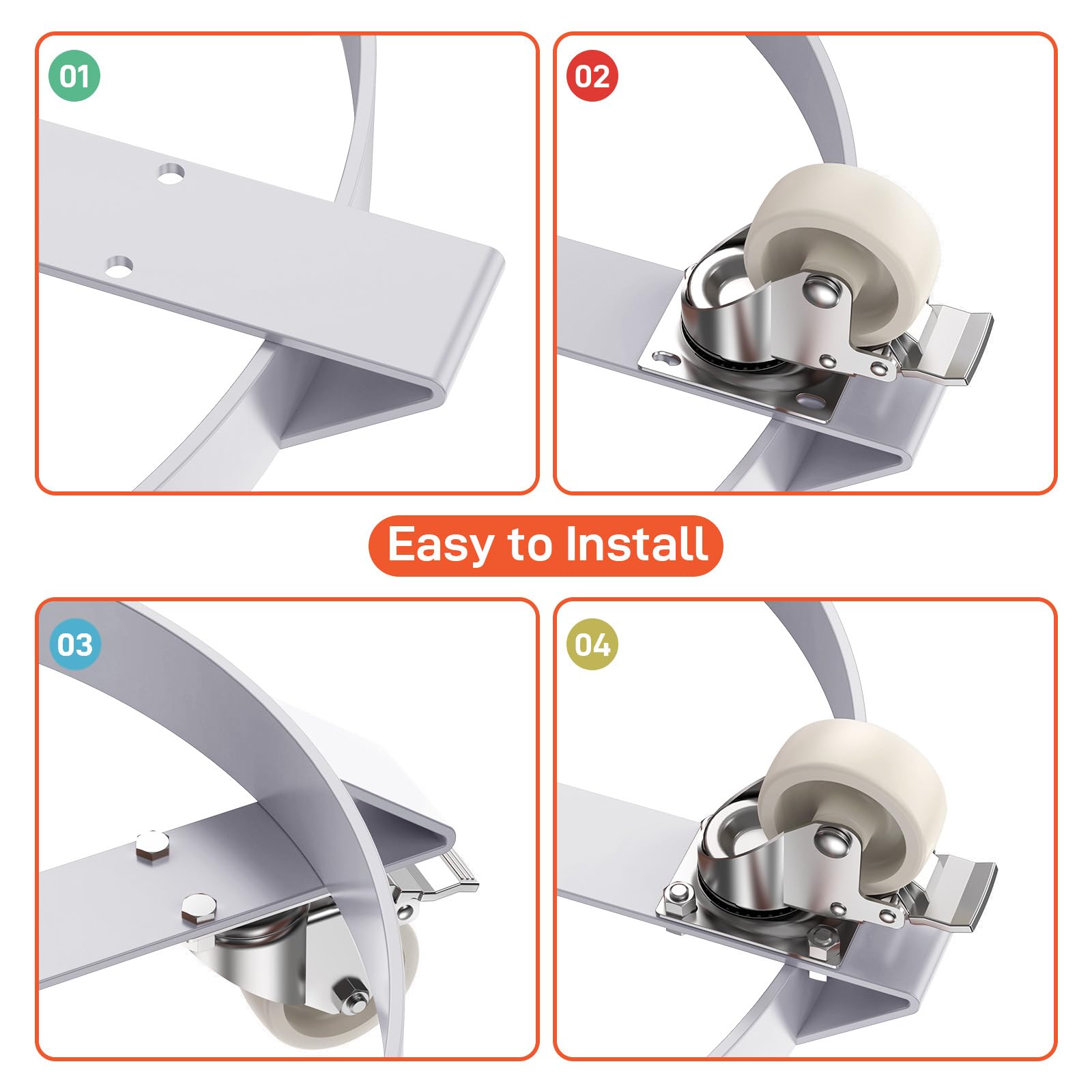 Garvee 55 gal Drum Dolly,Heavy Duty 1000 LBS Load Capacity, Barrel Dolly Cart Drum Caddy, Non Tipping Hand Truck Dollies with Steel Frame 4 Swivel Casters Wheel, for Warehouse Drum Handling (4 pcs) - Image 4