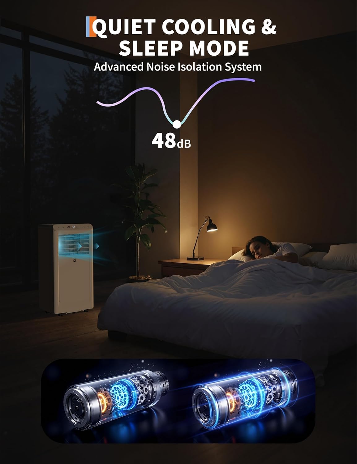 Garvee 8,000 BTU Portable Air Conditioner, 3-in-1 Portable AC Unit with Cool, Dehumidifier & Fan Modes, Covers Rooms up to 350 sq.ft, Sleep Mode, Remote Control, Timer & Full Window Kit - Image 4