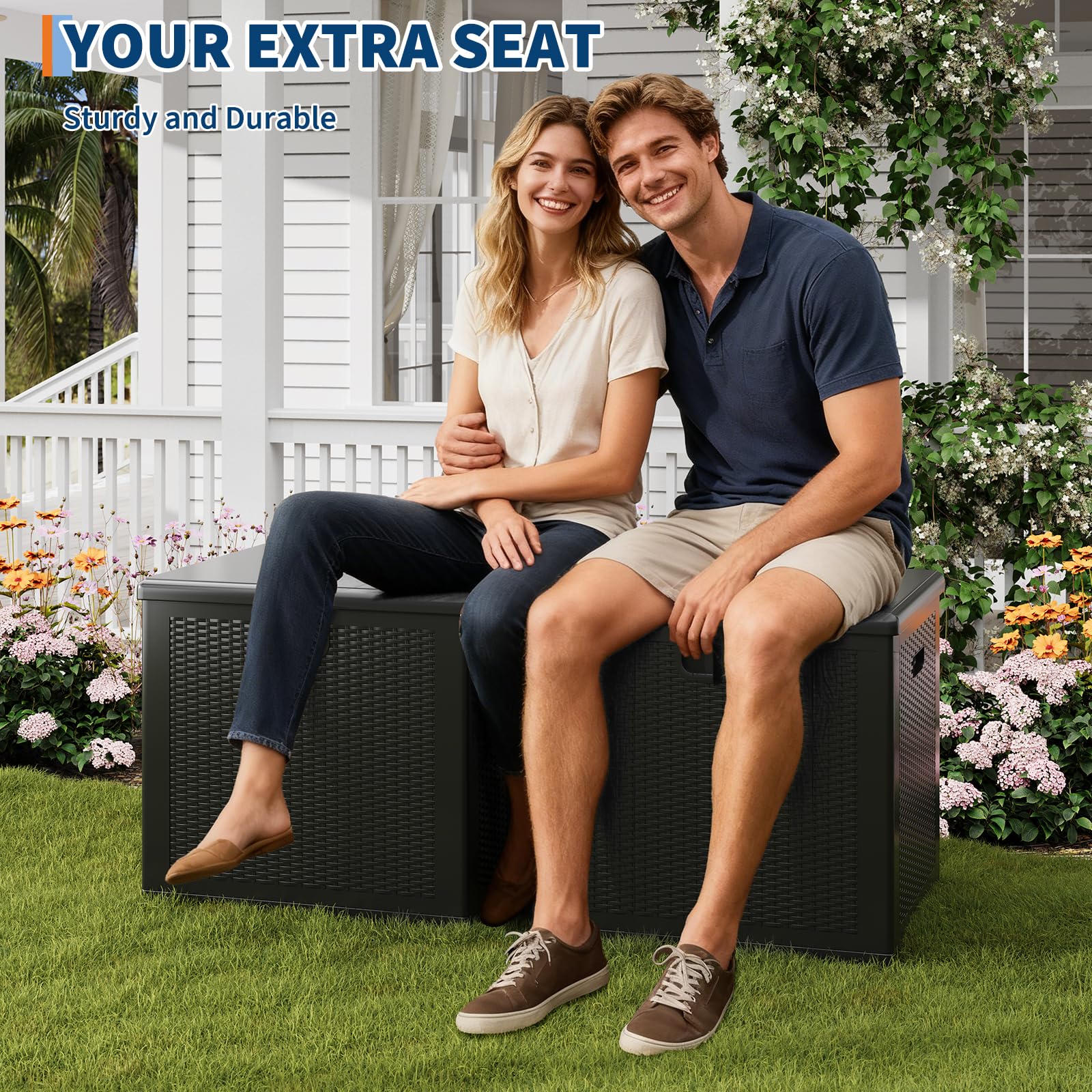 Garvee 80 gal Outdoor Storage Box, Large Waterproof Resin Deck Box Indoor Outdoor Use, Lockable UV Resistant Storage Bin for Patio, Garden, Cushions, Tools, Equipment, Black - Image 5