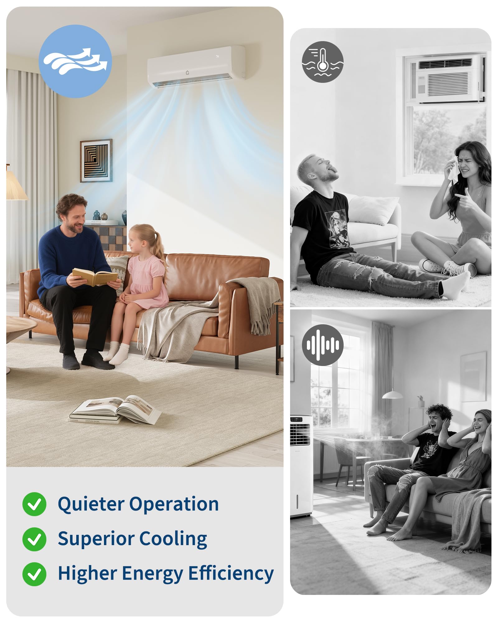 Garvee 9000 BTU Mini Split Air Conditioner,19 SEER2 Ductless Inverter AC w/ 115V, Cool Up to 450 Sq. Ft with Heat Pump System,White - Image 6