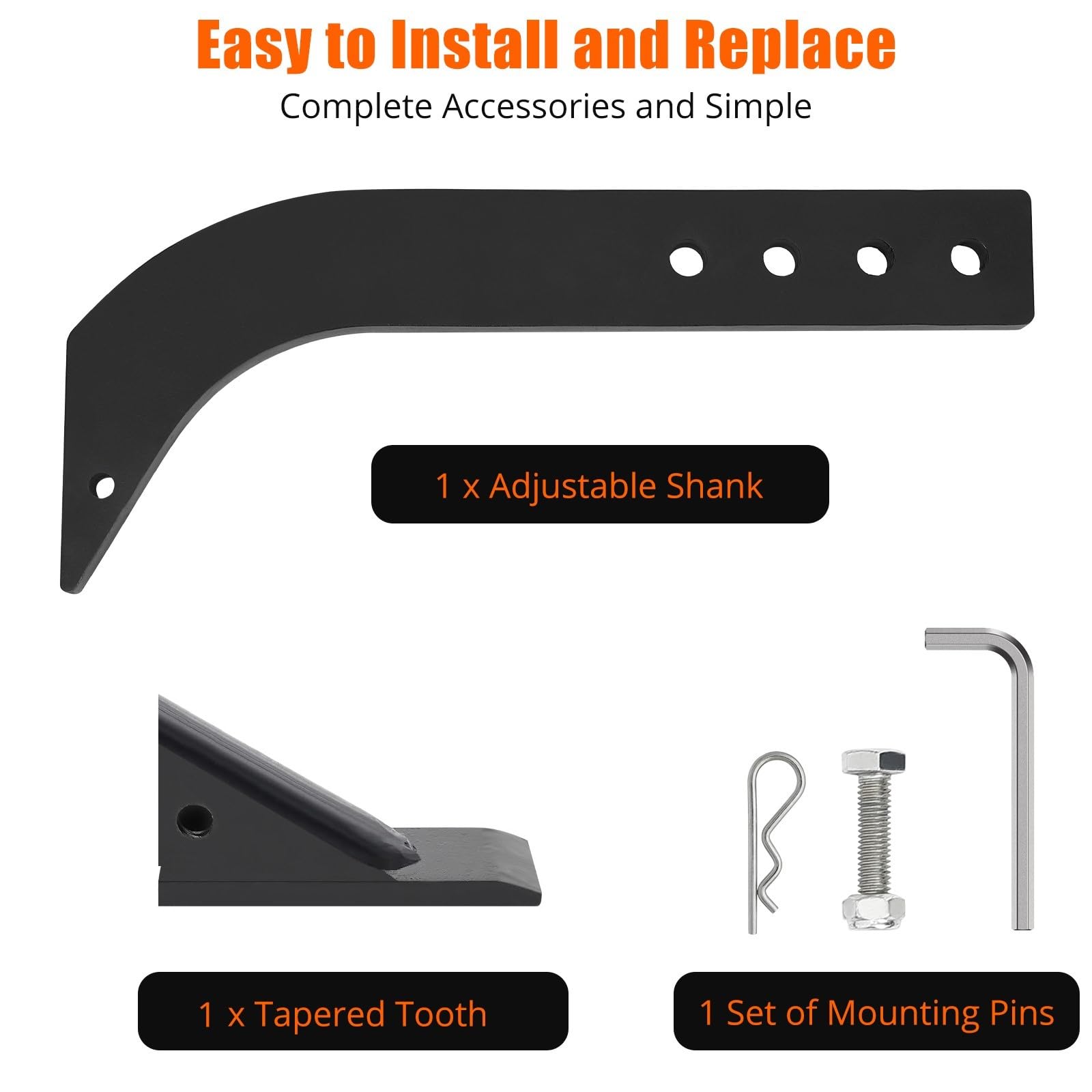 GARVEE Box Blade for Tractor, 18 in Ripper Shanks for Box Blade, Box Blade Shank with 4 Holes, Ripper Point/Scarifier Tooth for Box Blade Shank for Replacement, Digging, Plowing (5 Pieces) - Image 4