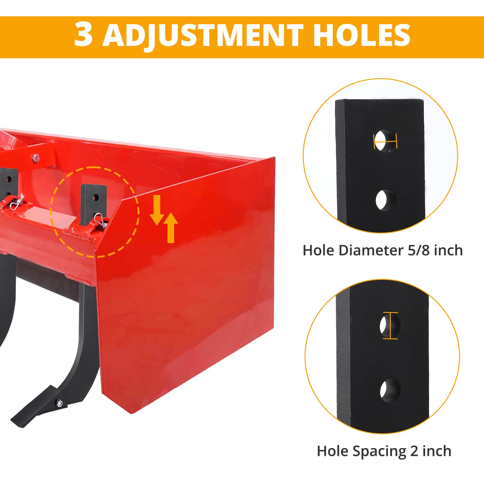 Garvee Box Blade Shank, 16 in Ripper Shank, 3 Holes Box Scraper Shank, Scarifier Shank with Removable Tapered Teeth and Pins, Adjustable Shanks Assembly for Replacement, Digging, Plowing, 6 Pack - Image 3