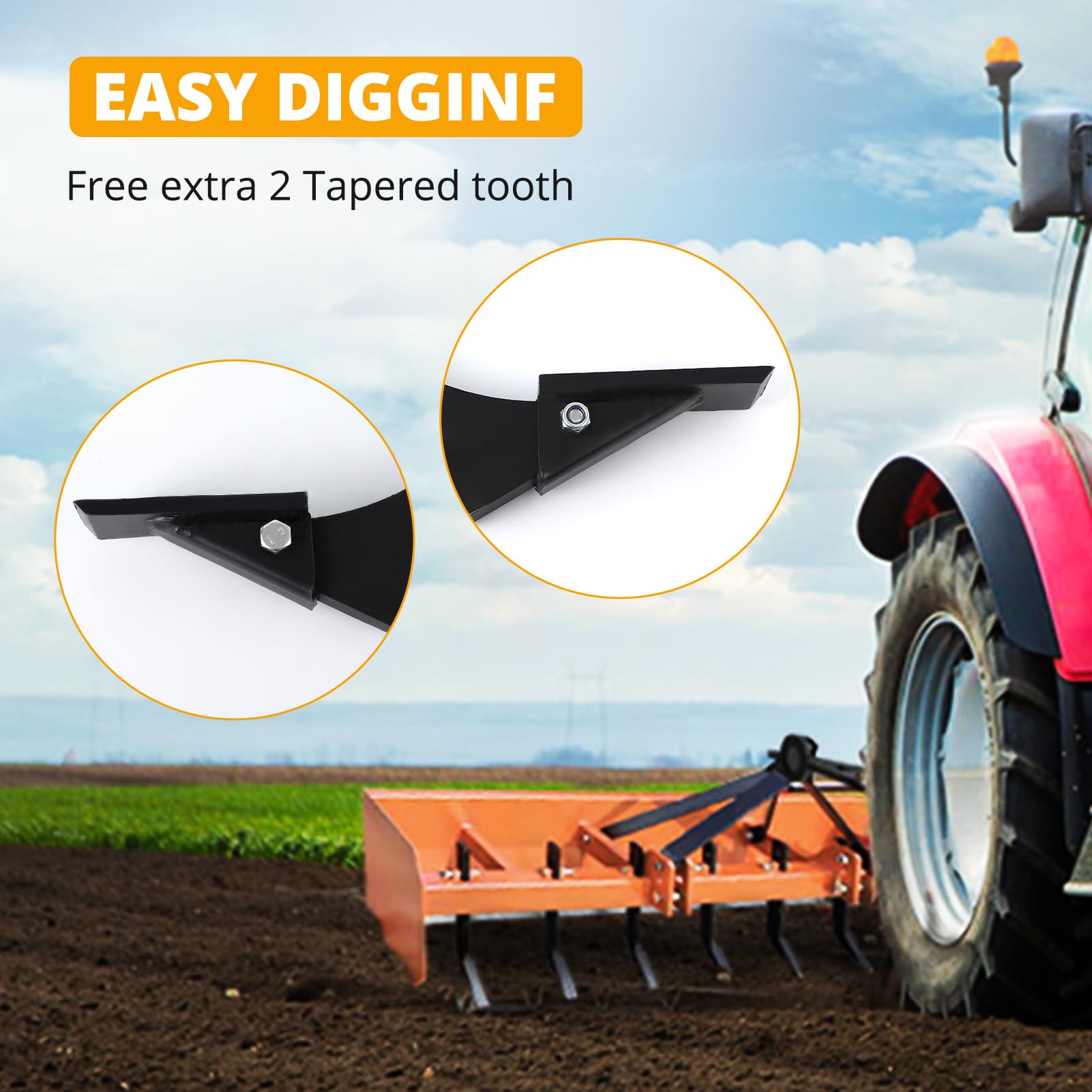 Garvee Box Blade Shank, 16 in Ripper Shank, 3 Holes Box Scraper Shank, Scarifier Shank with Removable Tapered Teeth and Pins, Adjustable Shanks Assembly for Replacement, Digging, Plowing, 6 Pack - Image 5