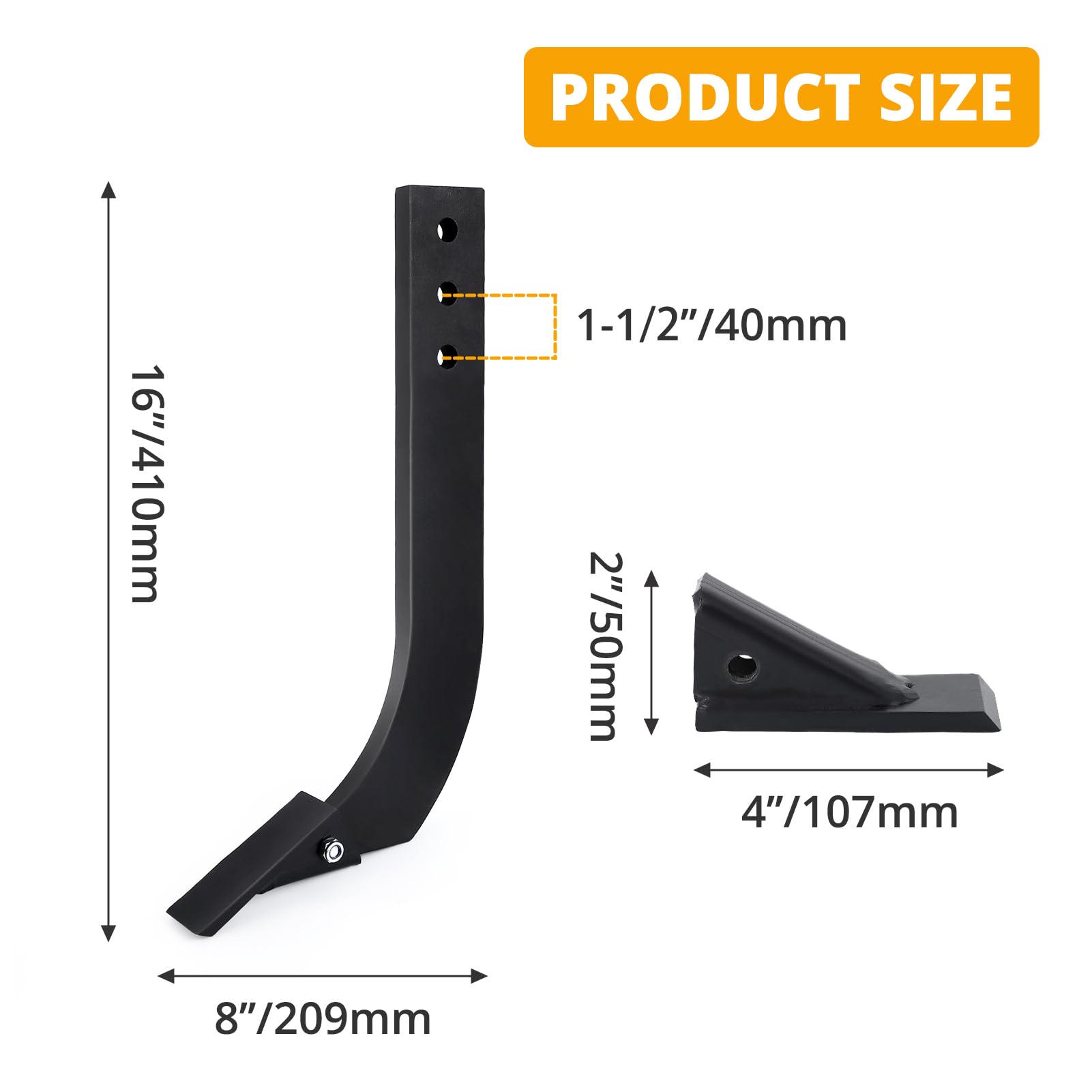 Garvee Box Blade Shank, 16 in Ripper Shank, 3 Holes Box Scraper Shank, Scarifier Shank with Removable Tapered Teeth and Pins, Adjustable Shanks Assembly for Replacement, Digging, Plowing, 6 Pack - Image 7