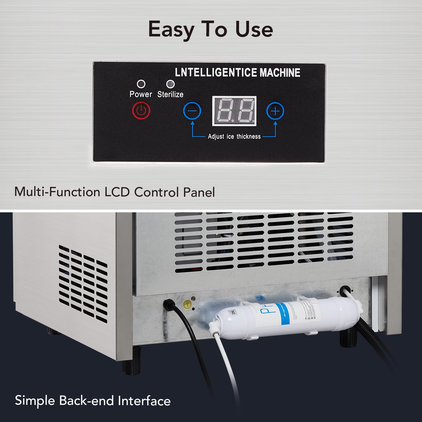 Garvee Commercial Ice Maker Machine 160 LBS/24H, Under-Counter Ice Machine, 60 Ice Cube with 44 LBS Ice Storage Capacity, Freestanding Ice Maker - Image 3