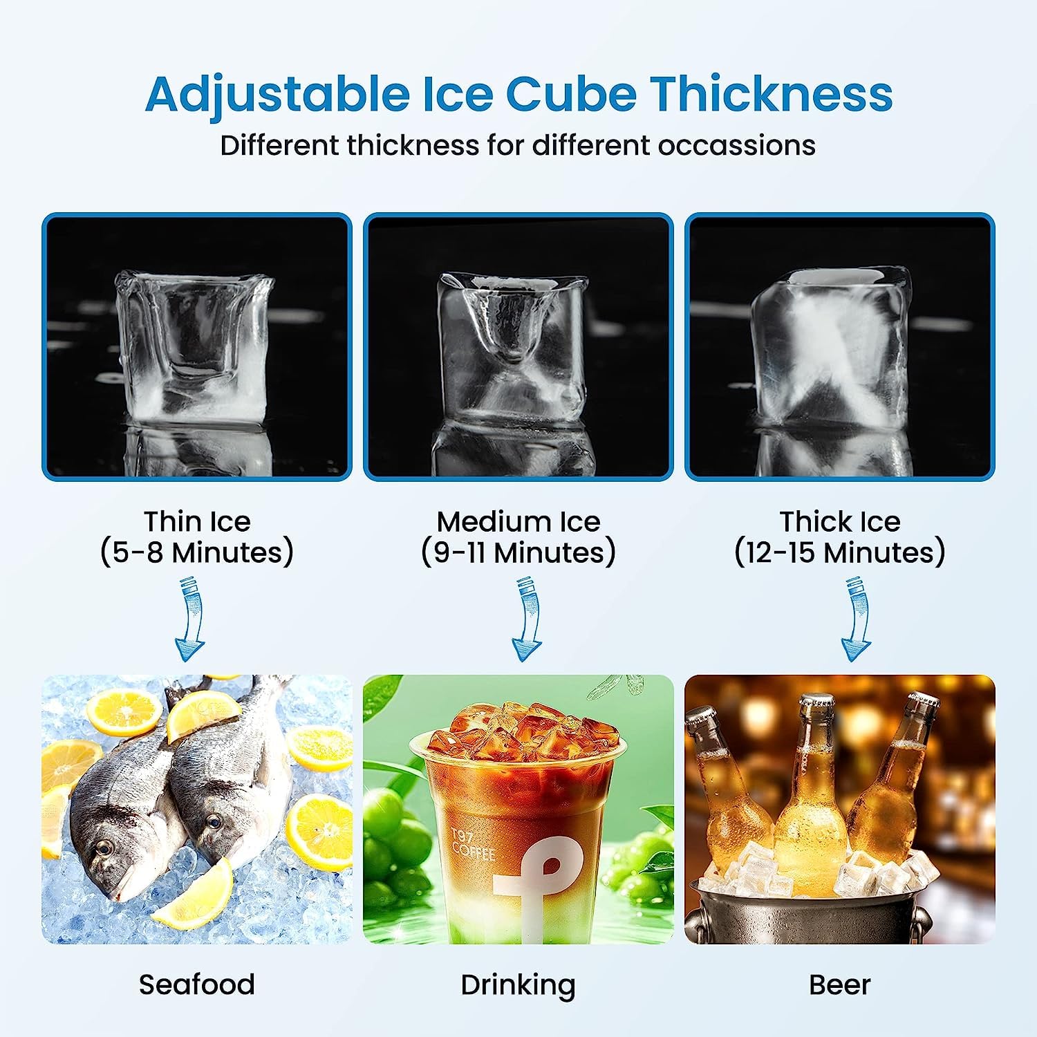 Garvee Commercial Ice Maker Machine 160 LBS/24H, Under-Counter Ice Machine, 60 Ice Cube with 44 LBS Ice Storage Capacity, Freestanding Ice Maker - Image 5