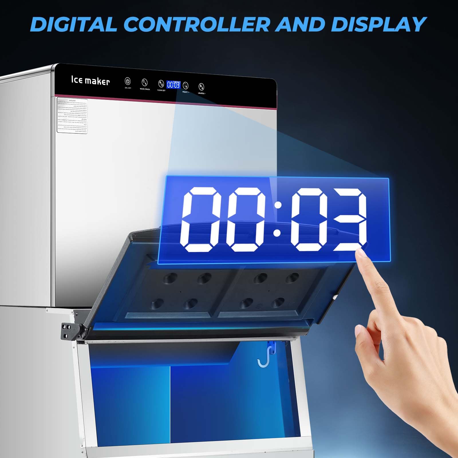 GARVEE Commercial Ice Maker Machine，550lbs/24H Ice Production, 400lbs Storage Bin, Under Counter Ice Machine,Water-Cooled Ice Maker for Restaurants/Bars/cafes/Coffee Shops/Offices/Medical uses - Image 6