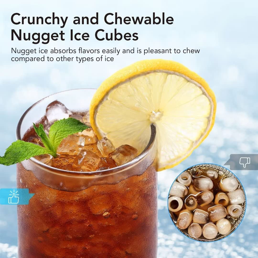 Garvee Compact Countertop Ice Maker, 44 LBS/Day Nugget Ice Maker Machine, Stainless Steel Pebble Ice Cube Maker with Self-Cleaning, 24H Timer, Ice Basket and Ice Scoop for Home, RV, Office - Image 3