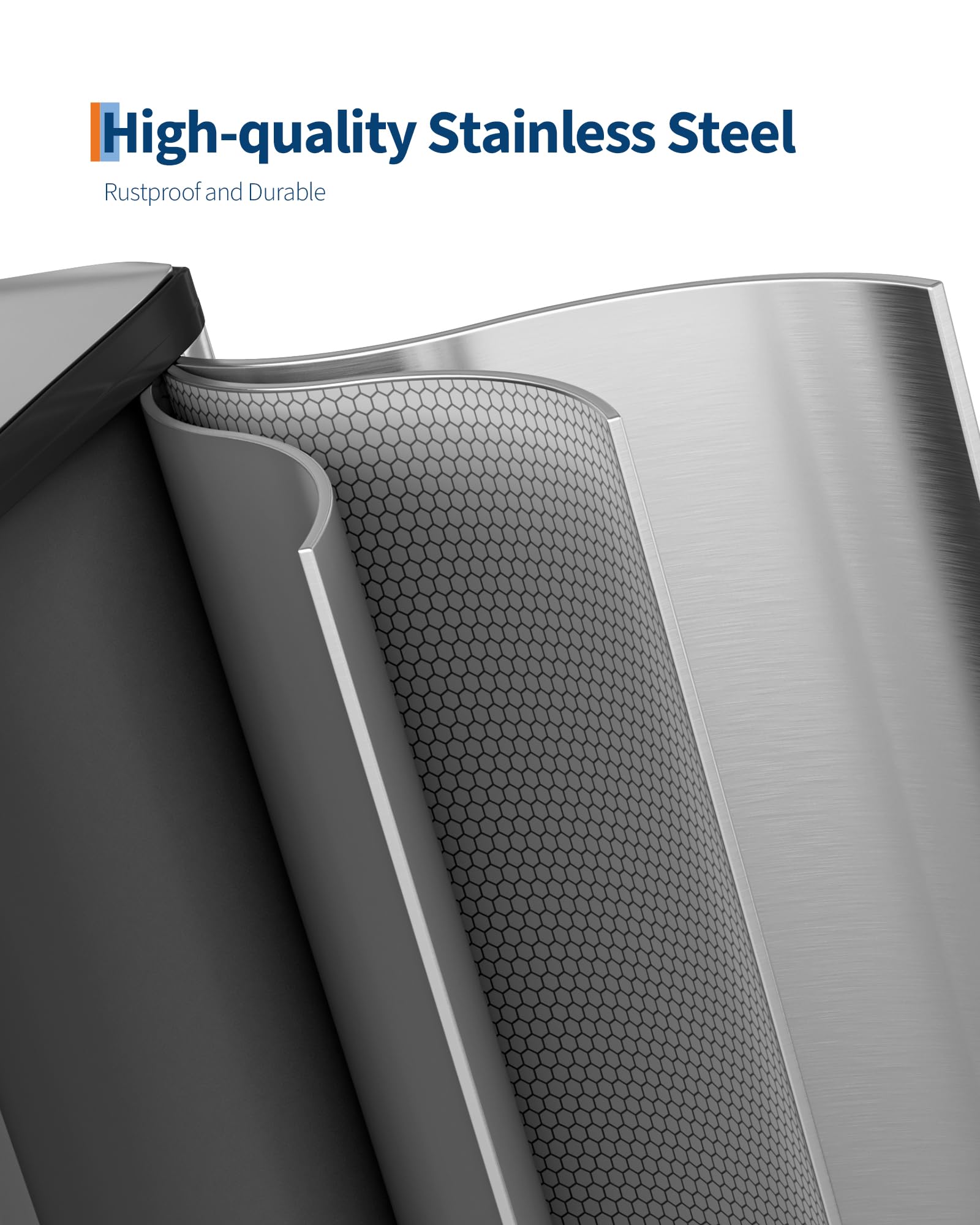 Garvee Double Trash Can, 2 x 8 gal (2 x 30 L) Garbage Can for Kitchen Dual Compartment Recycling Kitchen Step Trash Bin, Stainless Steel Trash and Recycle Bin Combo with Soft-Close Lid,Silver - Image 3