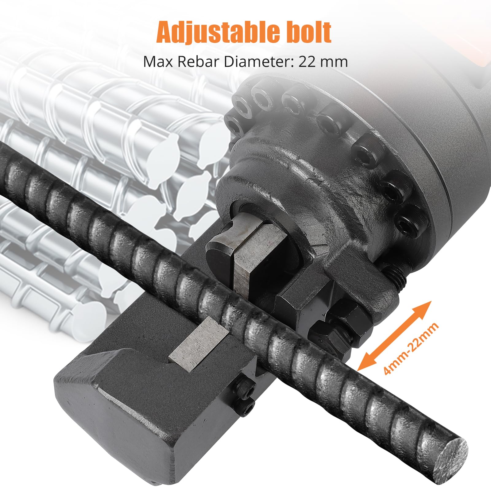 Garvee Electric Hydraulic Rebar Cutter, 1350W 110V, Cutting up to 7/8 in #7 4-22 mm Rebar, Steel, with Blades, Cutting Speed 3.5-4.0S, Concrete Construction Tools Heavy Duty (1350W RC-22) - Image 4