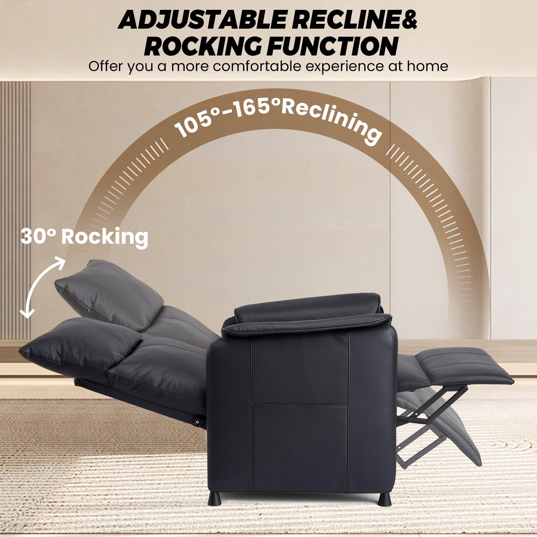 Garvee Elertric Recliner Chair with Memory Function PU Leather, Adjustable Single Recliners Sofa with Remote Control for Adults, Home Theater Seating &Armchair for Living Room/Office - Image 5