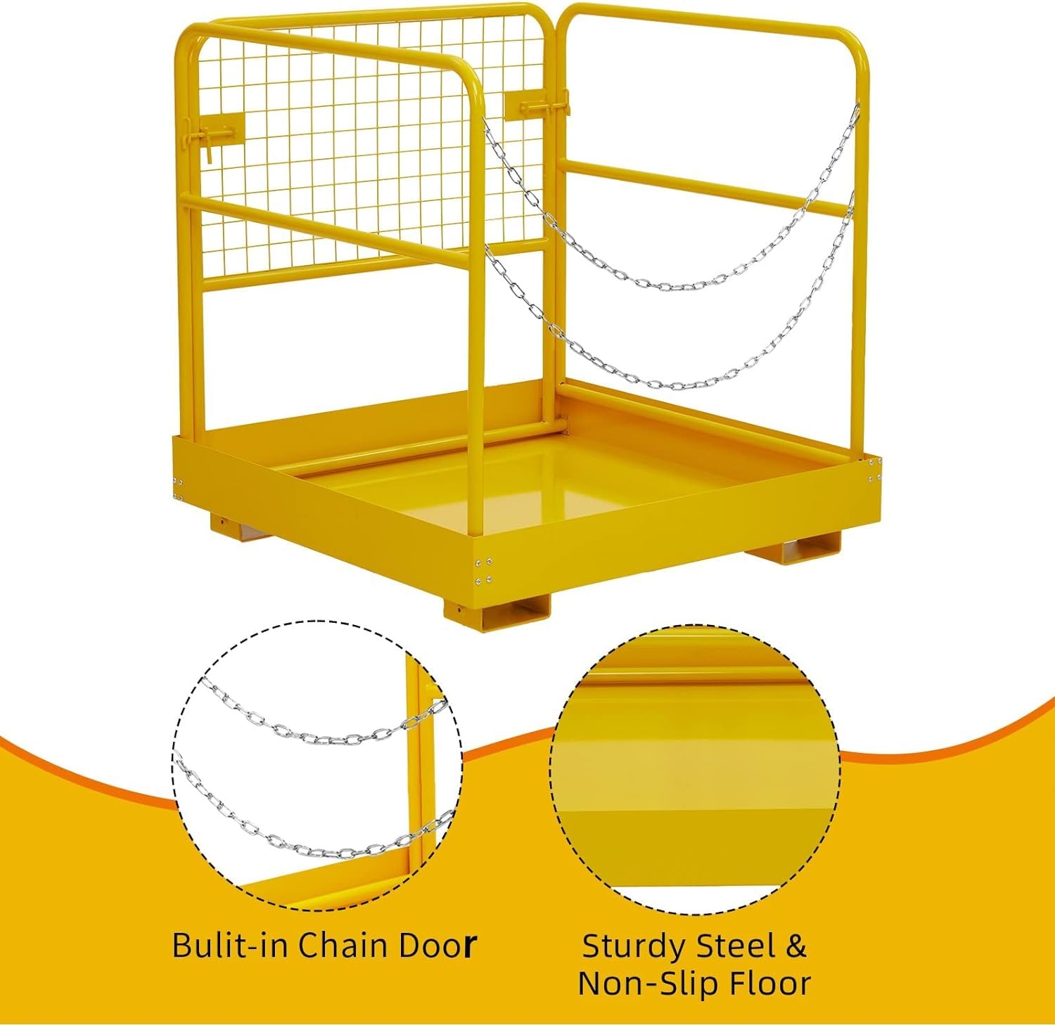 Garvee Forklift Safety Cage 36 in x36 in for 1 or 2 People, Forklift Man Basket 1200 LBS, Foldable Forklift Work Platform for Changing Lights, Painting, Roof Repair, Tree Service - Image 5