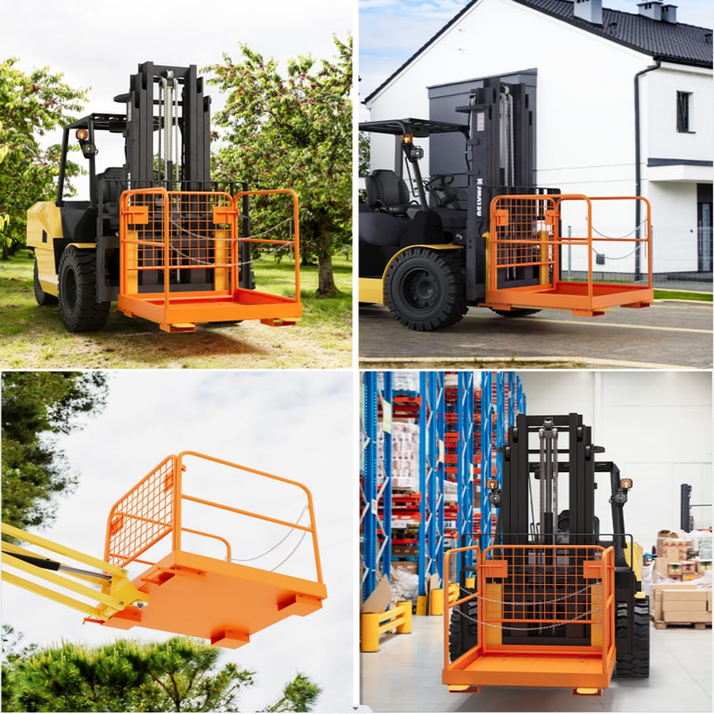 Garvee Forklift Safety Cage, Foldable Forklift Work Platform,36 in x36 in Forklift Man Basket 1200 LBS Capacity with Protective Guardrail Chian for 1-3 People Drain Hole, Perfect for Aerial Work - Image 6