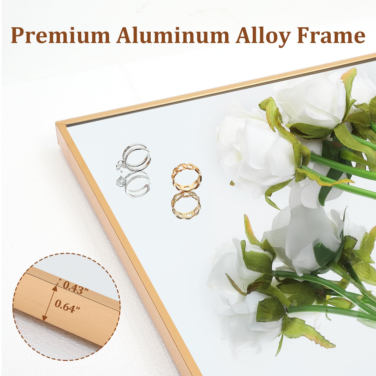 Garvee Full Length Mirror 76 * 34, Oversized Full-Body Hanging or Leaning Rectangle Mirror, Aluminum Alloy Thin Frame Floor Mirror for Bedroom, Living/Dressing Room, Gym, Gold - Image 6