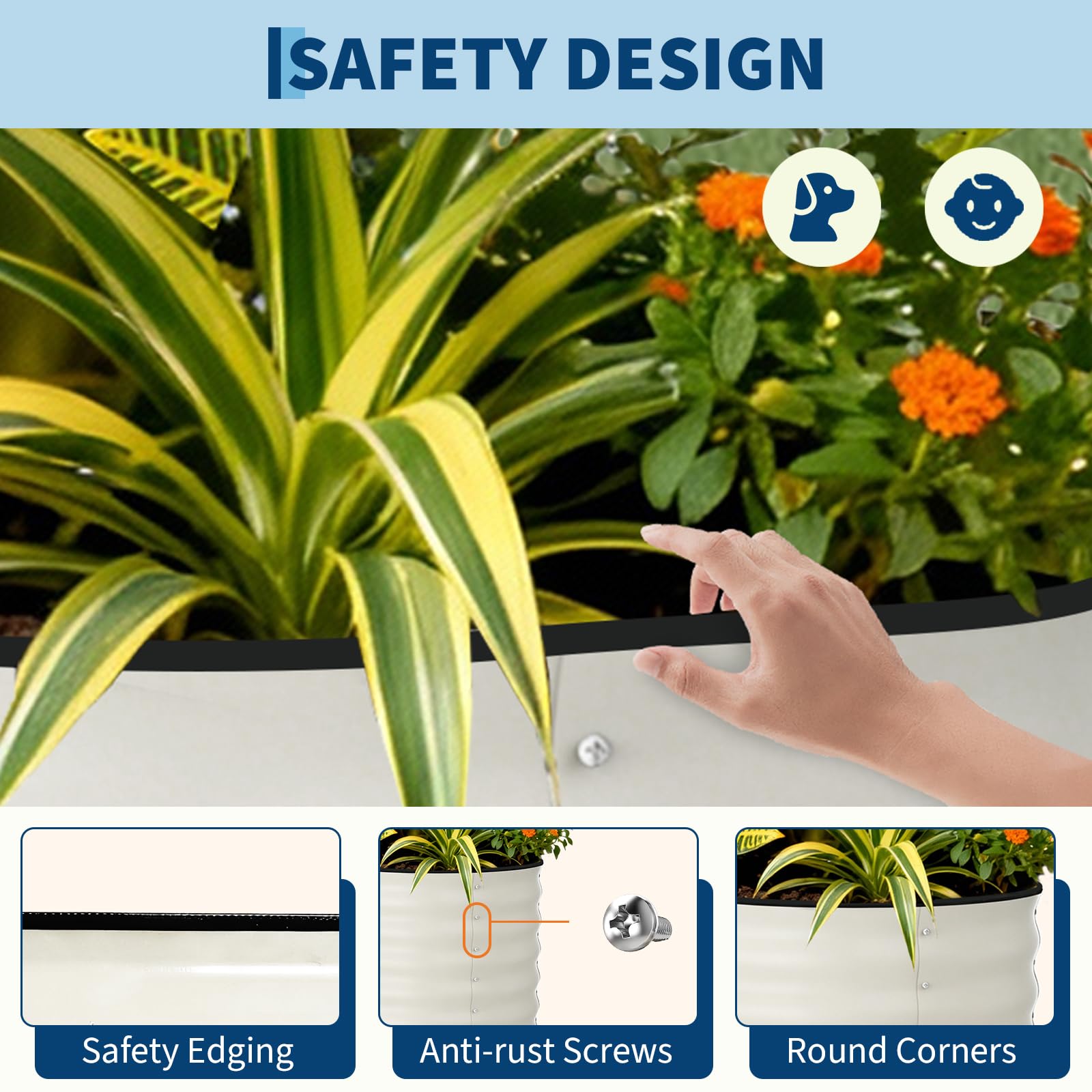 Garvee 2 Pack Galvanized Raised Garden Beds - 8x4x2ft Planter Box for Vegetables, Flowers, Rust-Resistant Garden Box, Easy Assembly Raised Beds, Durable Planters for Outdoor Plants, Beige - Image 3