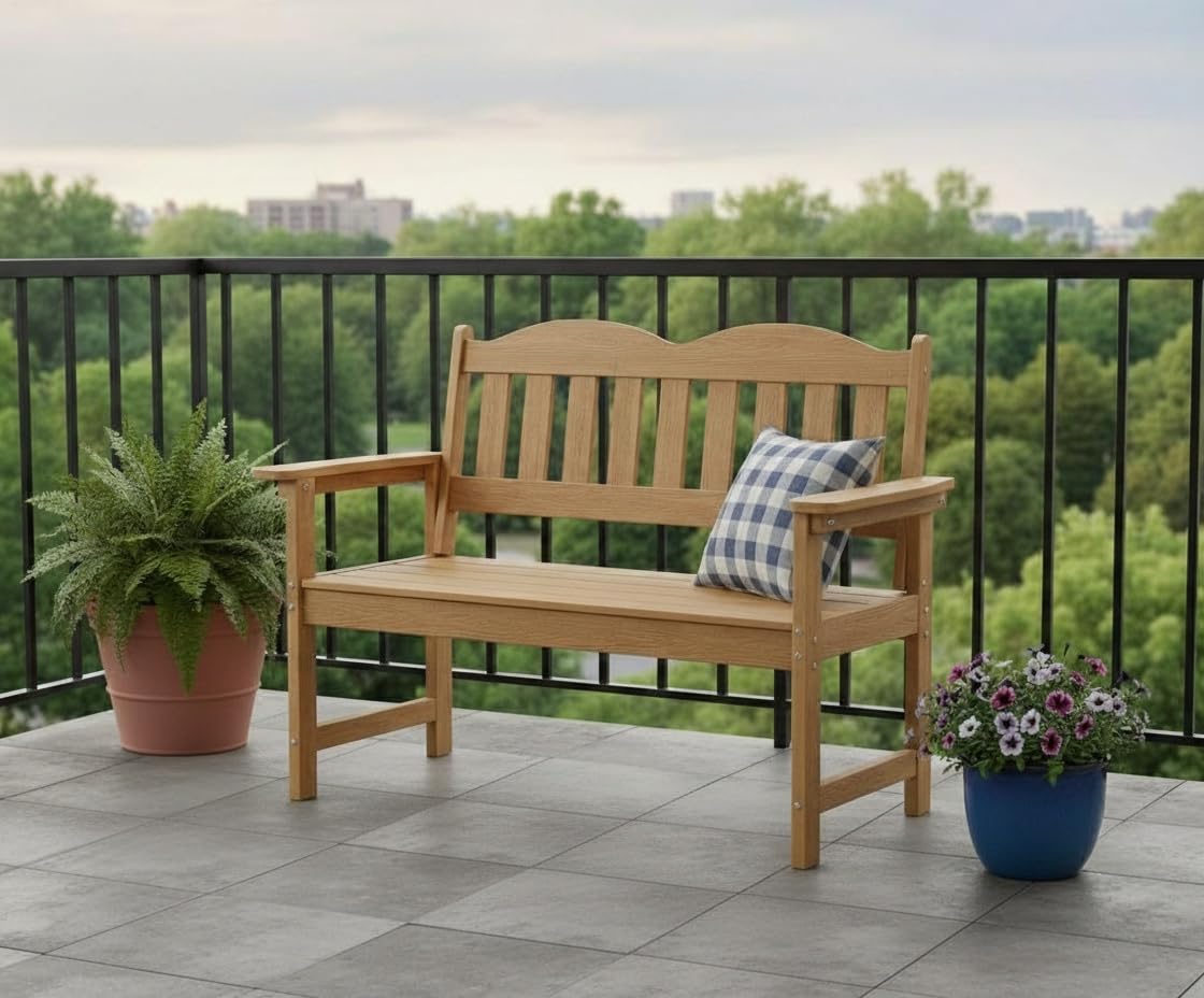 Garvee Garden Bench, 2-Person Poly Lumber Patio Bench,Slatted Patio Loveseat, for Use in Yard, Garden, Porch, or Park - Image 4