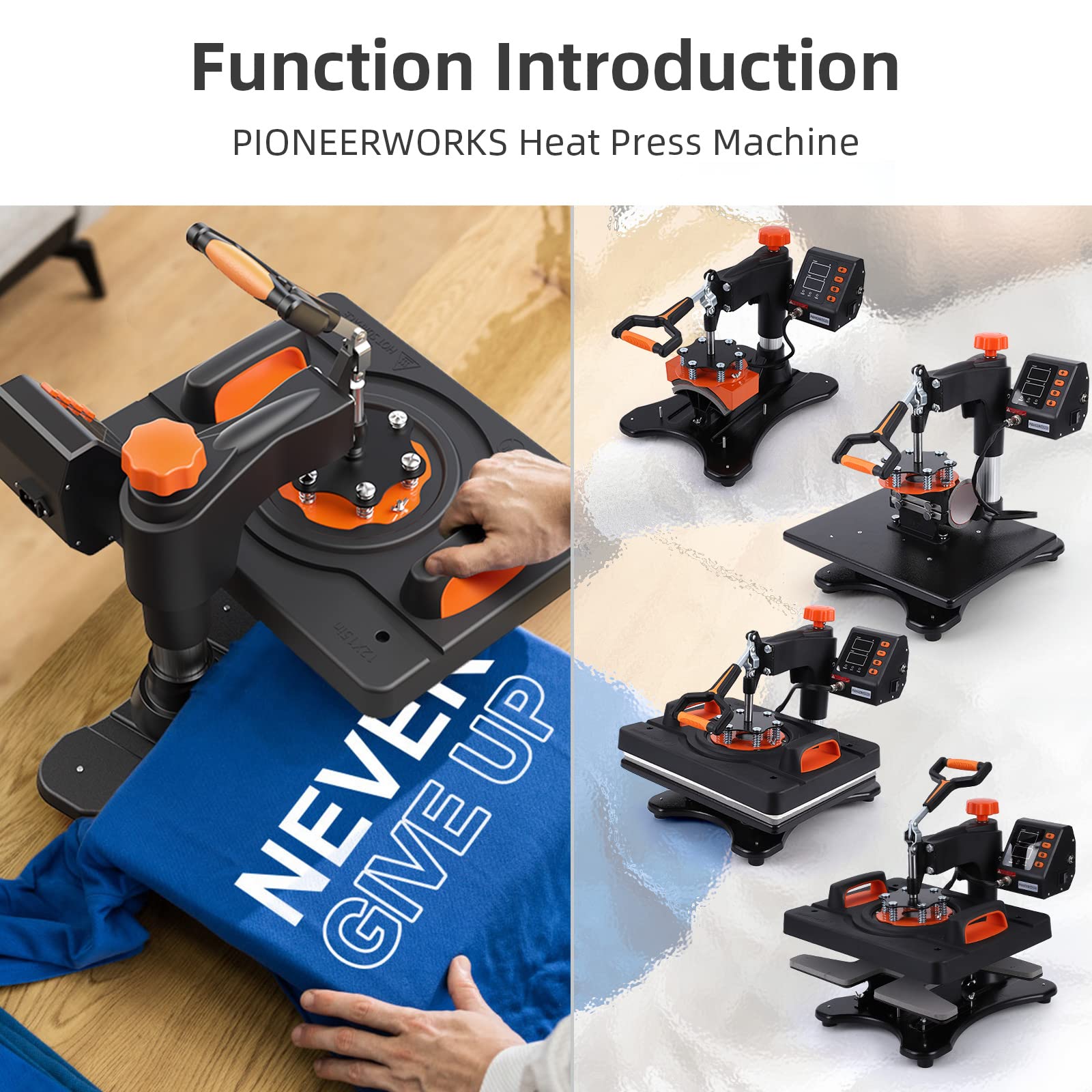 Garvee Heat Press Machine 12 x 15 in 9 in 1 Heat Press 800W Sublimation Machine 360° Rotation Swing Away Shirt Printing Machine Dual-Tube Heating for DIY T-Shirt, Hat, Mug, Plate - Image 3