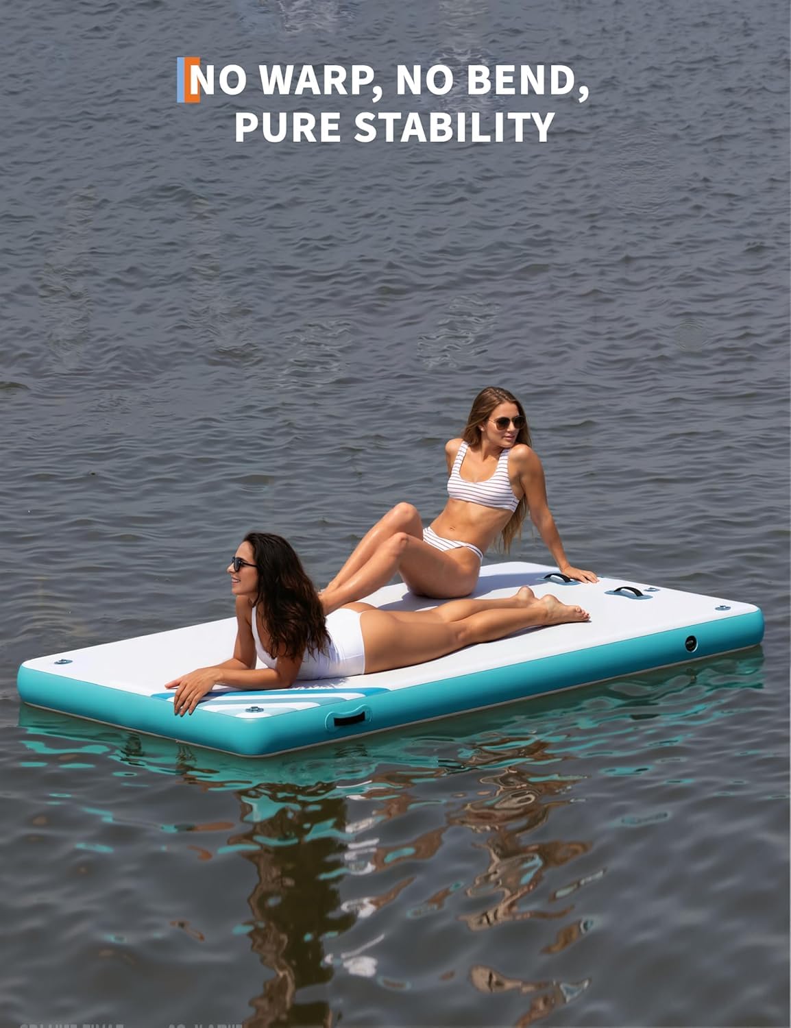 Garvee Inflatable Floating Dock Air Dock Platform Floating Island Raft with Rope Ladder Non-Slip Surface Swimming Water Platform for Pool Beach Ocean (Green, 10 x 10 ft) - Image 3